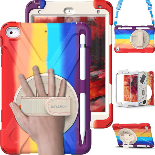 BRAECN iPad mini 5 Case,iPad mini 4 Case, Heavy Duty Shockproof Protective Rugged Case with Pencil Holder,Hand Strap,Kickstand, Shoulder Strap for iPad mini 5th/4th Generation 7.9 Inch for Kids