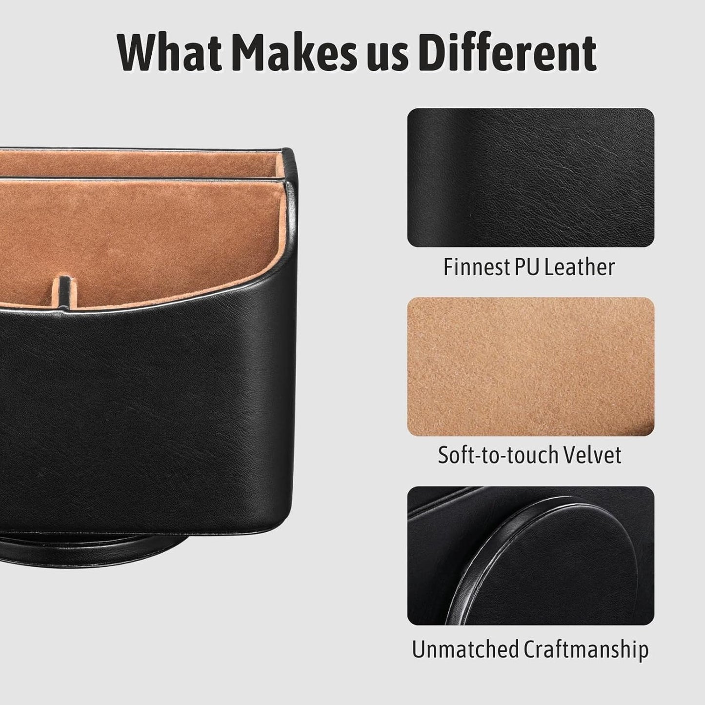 Remote Control Holder, Spinning Desk Organizer, Nightstand Bedside Caddy for TV Remotes/Tablets/Phones/Eyeglasses/Books/Pens - Black