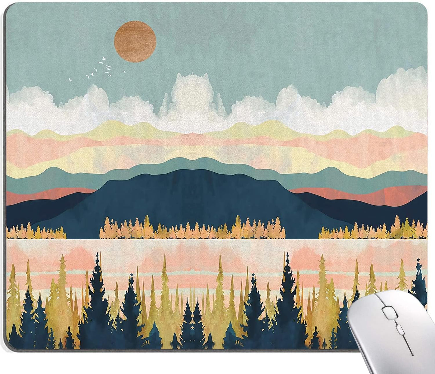 Mouse Pad, Abstract Landscape Mouse Pad, Square Mouse Mat Waterproof Mousepad Non-Slip Rubber Base Mouse Pads for Office Laptop, Modern Art