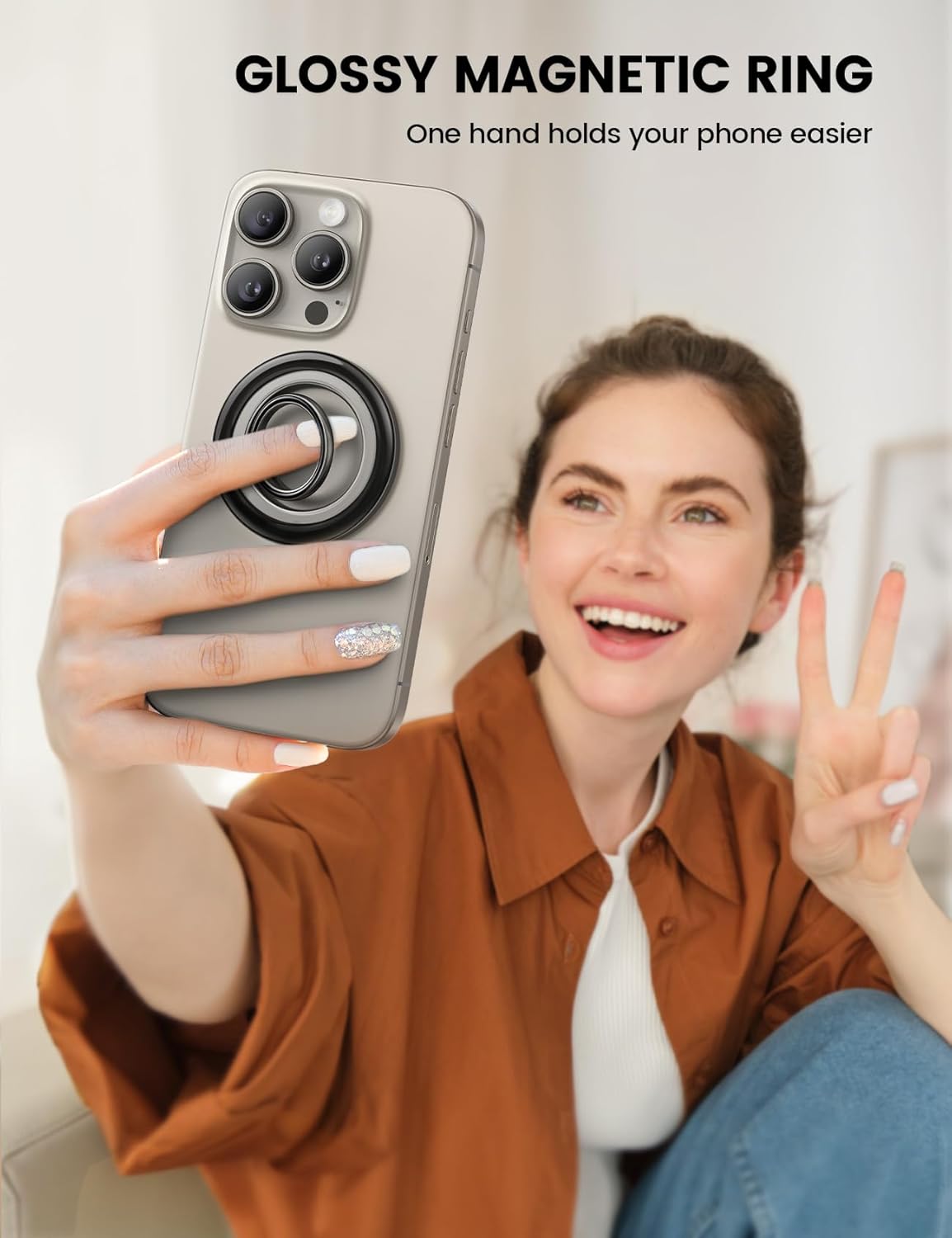 Lamicall Magnetic Phone Ring Grip for MagSafe - [4.4lbs Ultra Magnet] Finger Holder, Father's Day for Father, 360° Metal Gear Hinge Ring Stand for iPhone 16 15 14 Pro Max, Cases, Mag Safe Accessories