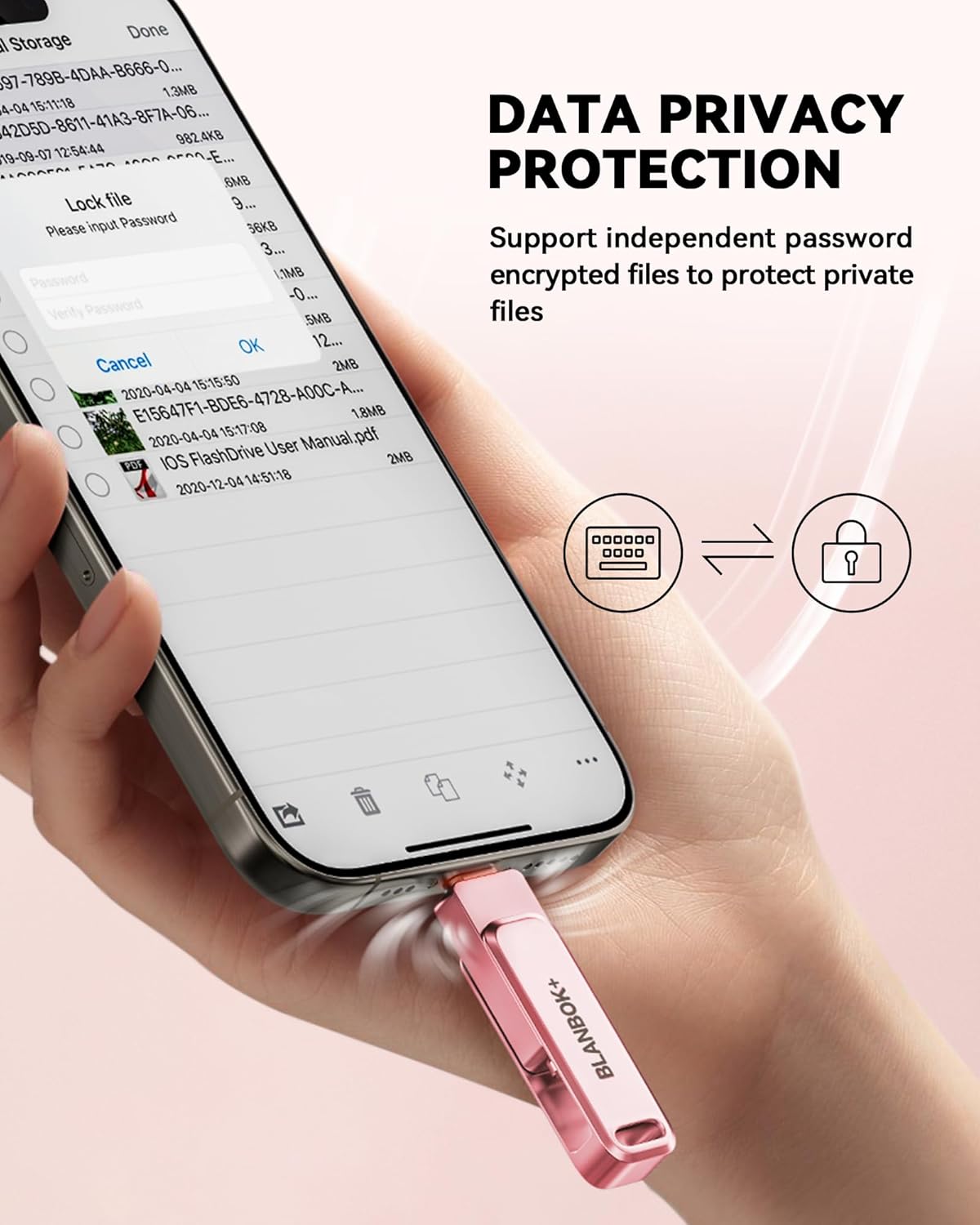 MFi Certified 256GB Flash Drive for iPhone Photo Stick, USB Thumb Drive Memory Stick High Speed USB Drive Photo Storage for iPhone Flash Drive Compatible for iPhone/iPad/Android/PC (Pink)