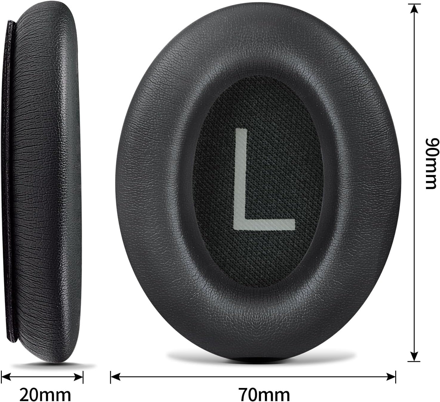 Headphones Replacement Ear Pads, Protein Leather earpad Cushions for Bose QuietComfort 45（QC45） Headphones, Softer Memory Foam - Black