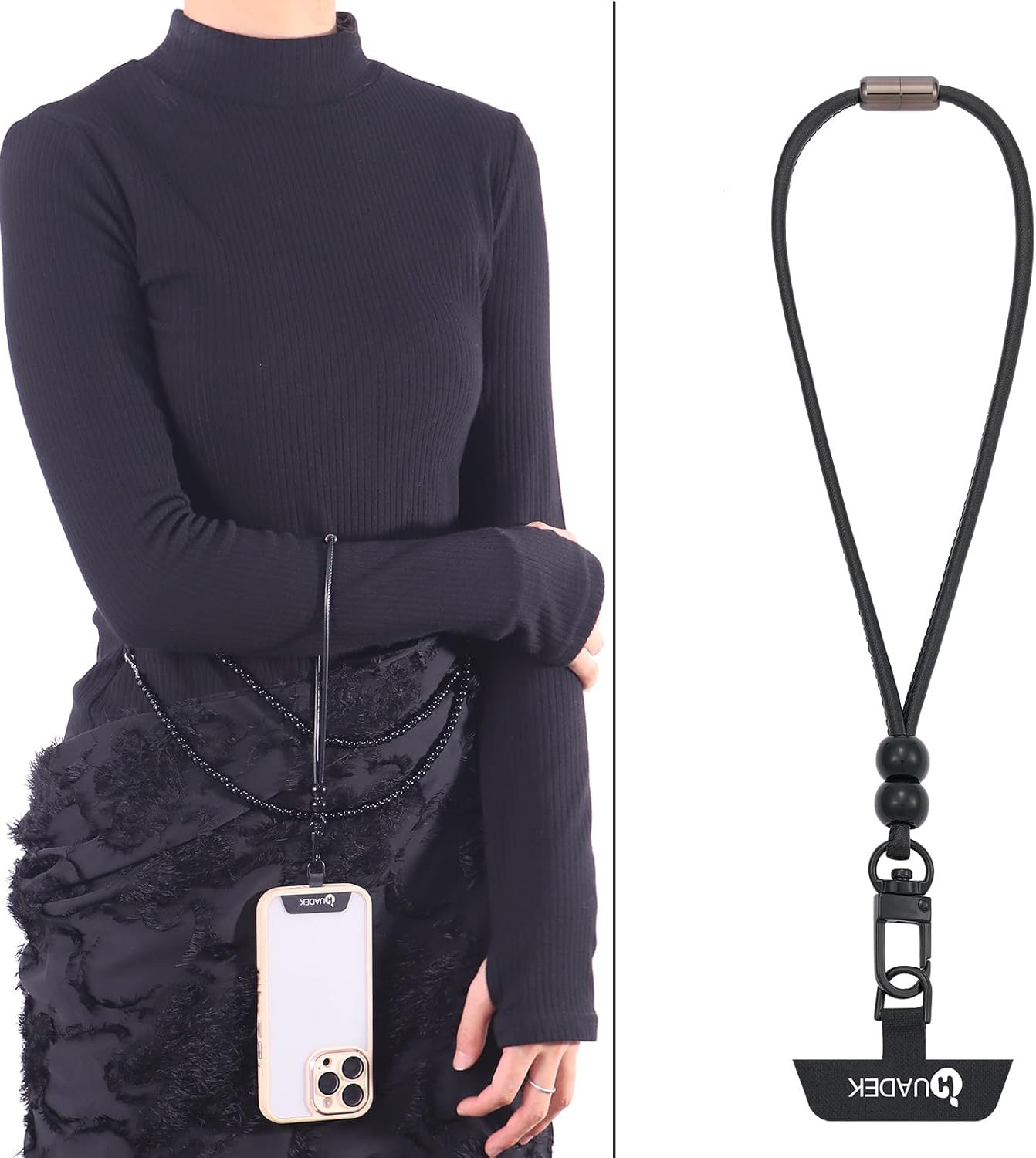 cell phone lanyard Detachable Phone Chain Strap Leather 2-in-1 Wristlet Phone Strap