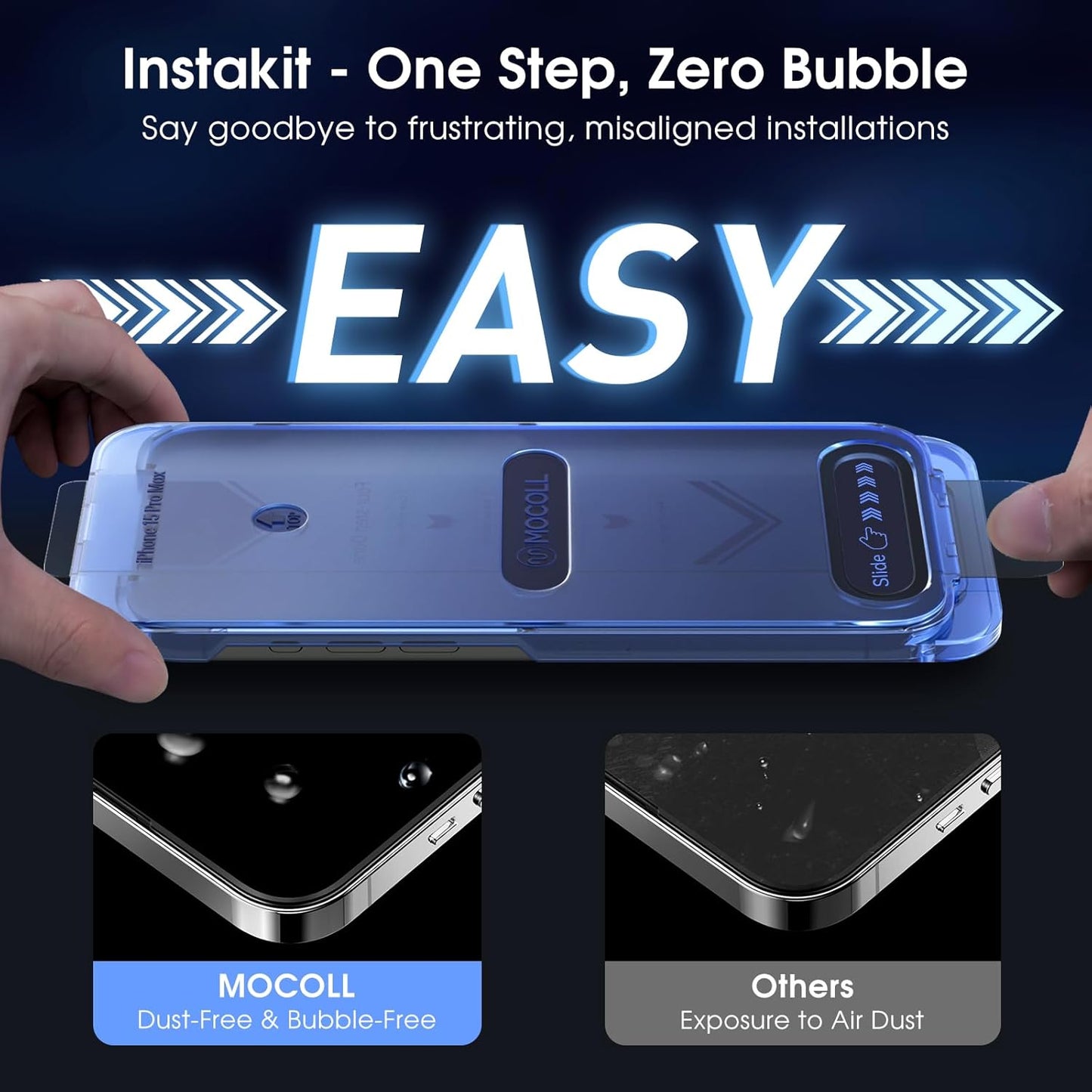 2+2 Pack Compatible with iPhone 15 Screen Protector 6.1" Tempered Glass with Camera Lens Protector Accessories, Premium Easiest Installation Kit 9H, Case Friendly Anti-Scratch HD