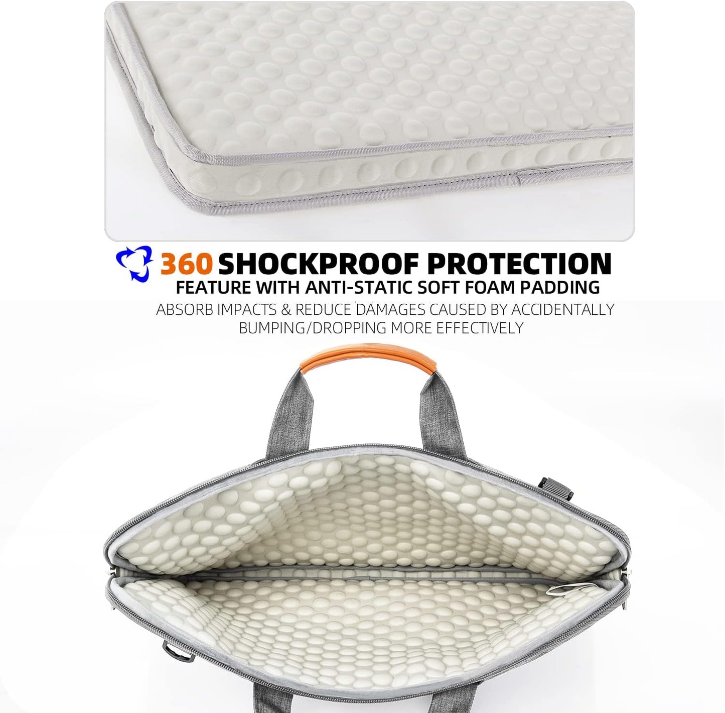 KINGSLONG 15.6 inch Laptop Shoulder Bag, Slim Shockproof Computer Sleeve Notebook Ultrabooks Carrying Case Handbag Cover Fit for Acer Asus Dell Lenovo HP Toshiba, Gray