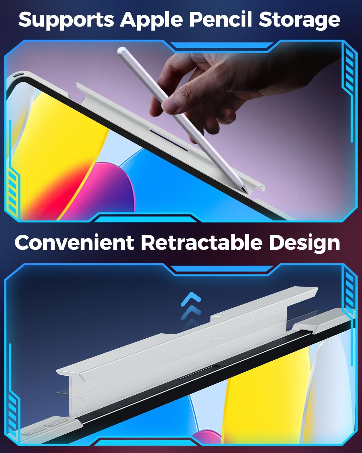 SIBEITU Keyboard Case for iPad A16 11th Gen 11" 2025 & 10th Gen 10.9" 2022, Clear Wireless Keyboard Protective Cover with Multi-Touch Trackpad, 7-Color Backlight & 3-Brightness, 360 Rotatable, White