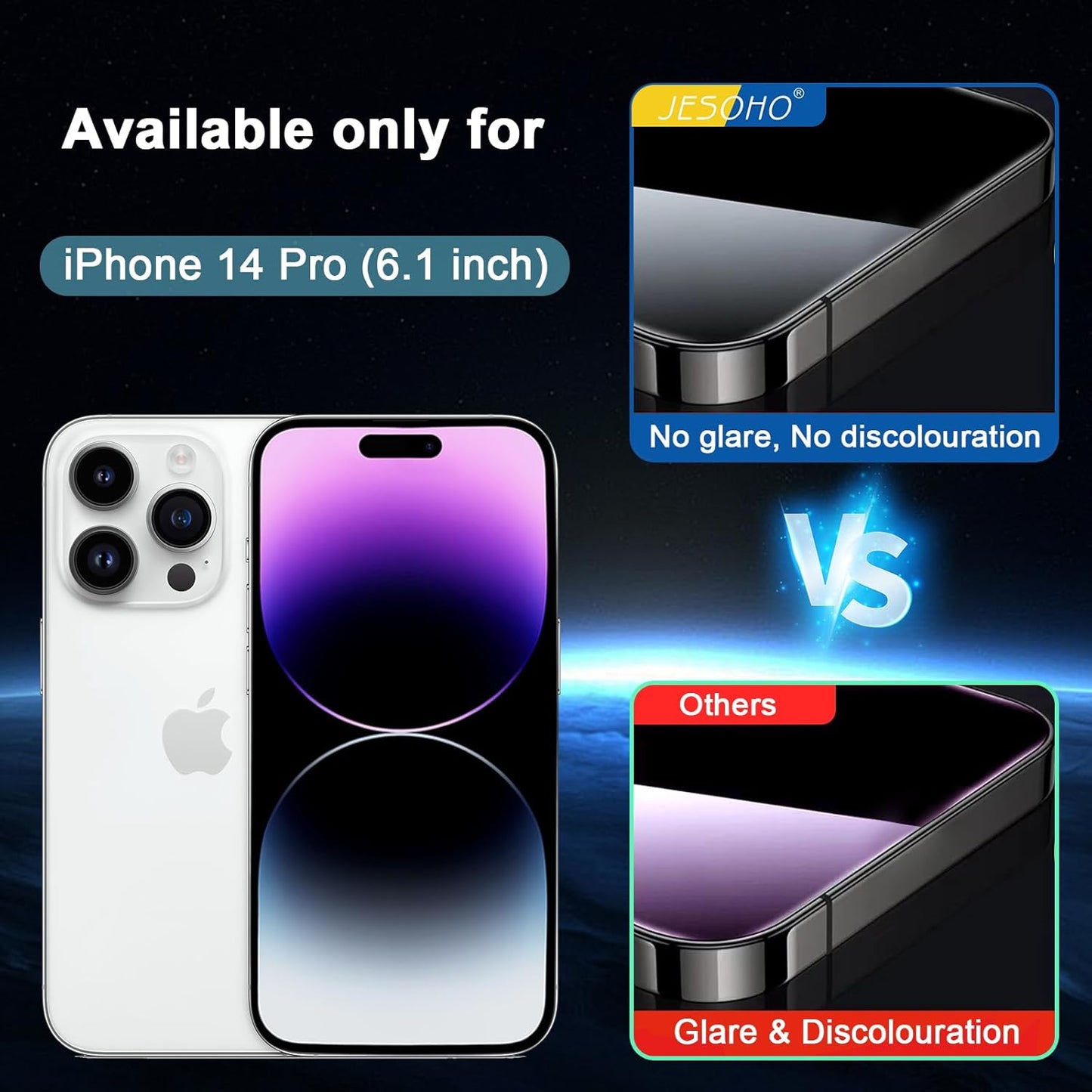 Screen Protector for iPhone 14 Pro [6.1 Inch],2 pcs Colorless Anti-Blue Light Tempered Glass Films, HD Clear, 9H Hardness, No Bubbles, Case Friendly with 2 pcs Camera Lens Protector