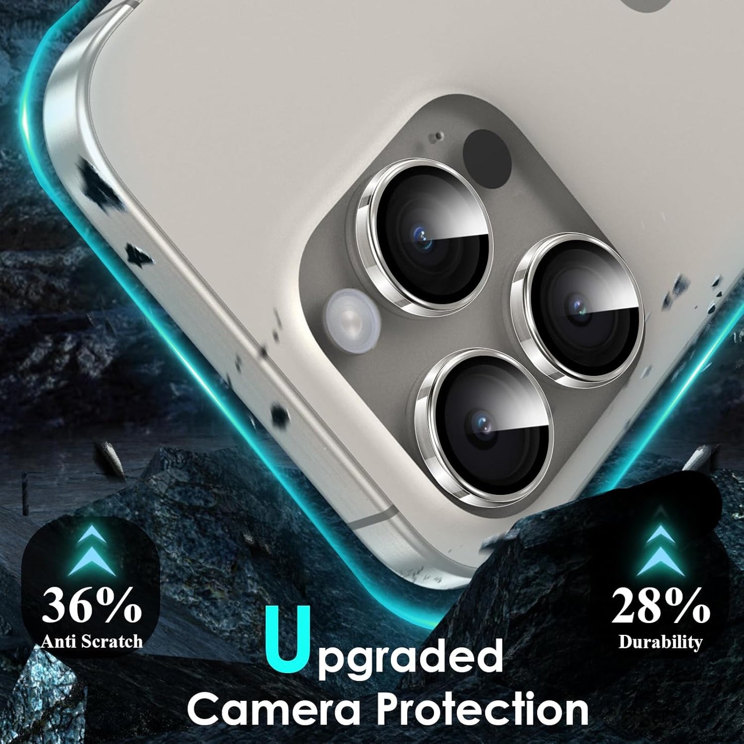 YWXTW Camera Lens Protector for iPhone 15 Pro/iPhone 15 Pro Max, [1 Step Installation Tray] HD Clear Individual Camera Cover Tempered Glass Screen Protector Accessories, Case Friendly(Clear)