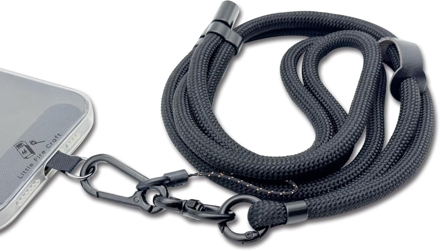 Adjustable Cell Phone Lanyard Crossbody Smartphone Strap Soft Rope Phone Lanyard for Around the Neck Holder (Black)