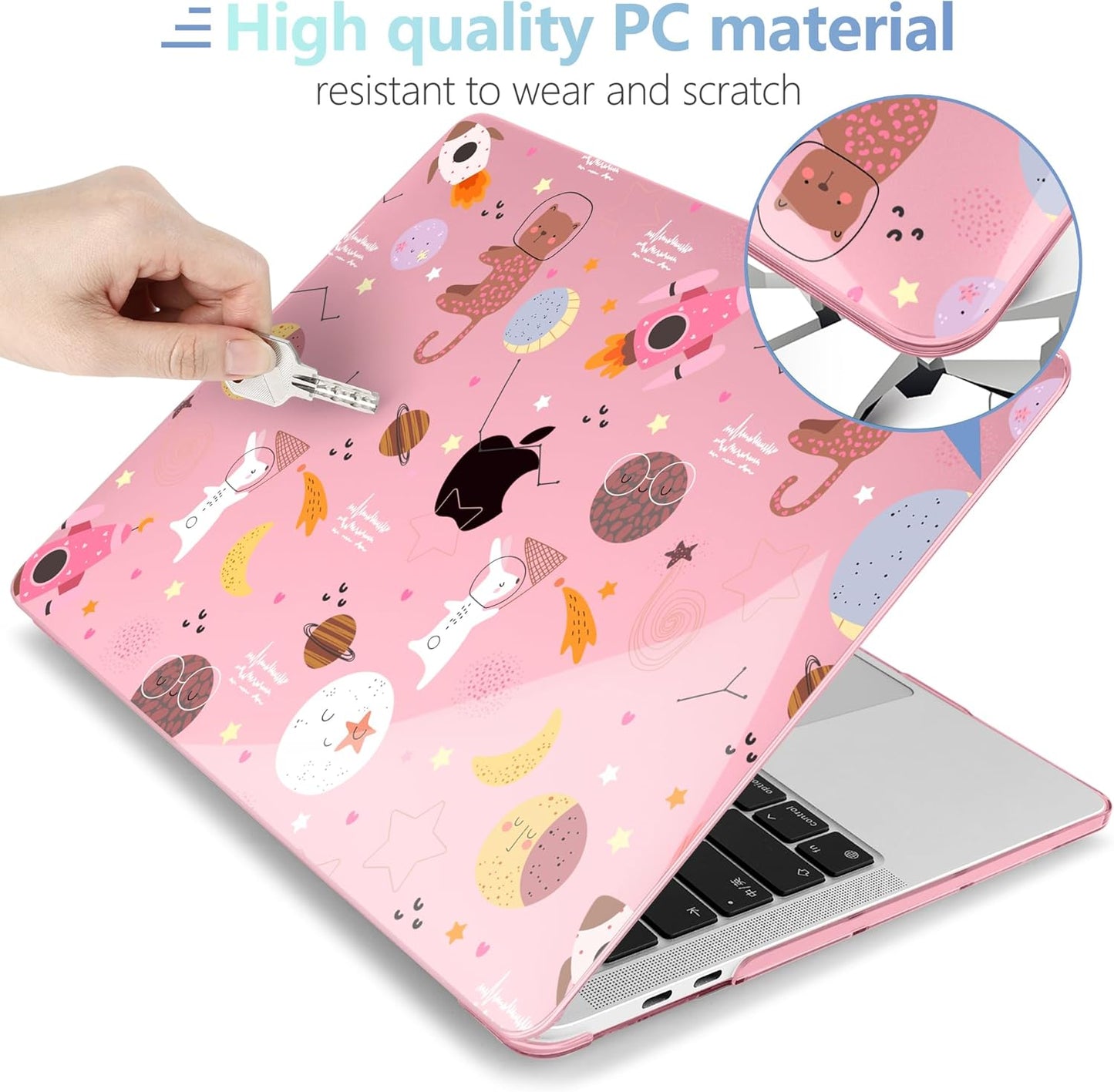 MEEgoodo Case for MacBook Pro 13 inch Case 2022 2021 2020 New A2338 M2/M1 A2251 A2289, Laptop Hard Shell with Keyboard & Camera Cover Compatible with 13 inch MacBook Pro, Space & Animals