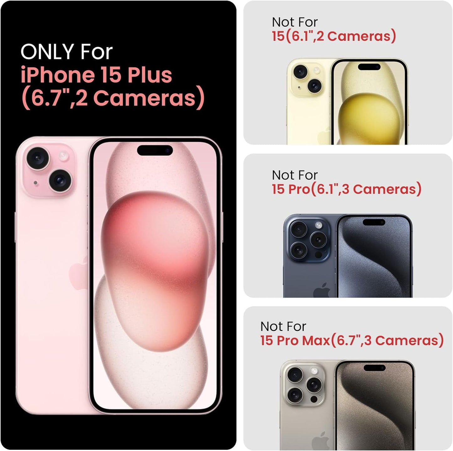 FireNova Designed for iPhone 15 Plus Case, Silicone [Camera Protection] Case with [2 Screen Protectors], Soft Anti-Scratch Microfiber Lining Inside, 6.7 inch, Navy Blue