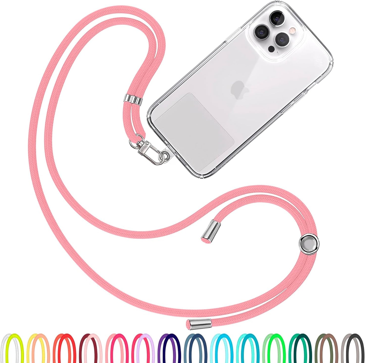 Cell Phone Lanyard [Pink] - Comfortable Universal Smartphone Lanyard - Easy to Use Neck Phone Holder [Clear Patch] - Adjustable Length Phone Strap Crossbody - Fits All Mobile Phones