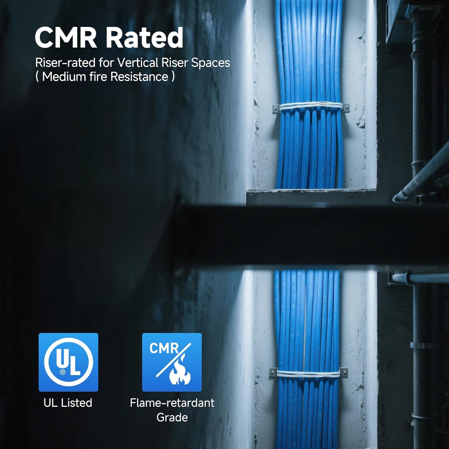 Cable Matters [UL Listed] 10Gbps in-Wall Riser Rated (CMR) 23AWG Bare Copper Cat6 Ethernet Cable - 300ft, Cat 6 Ethernet Cable Spool, Cat 6 Cord Bulk, White