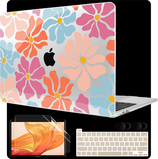 MEEgoodo Case for MacBook Pro 13 inch Case 2022 2021 2020 A2338 M2/M1 A2251 A2289,Laptop Hard Shell with Keyboard & Camera Cover Compatible with 13 inch MacBook Pro,Minimalist Style Floral