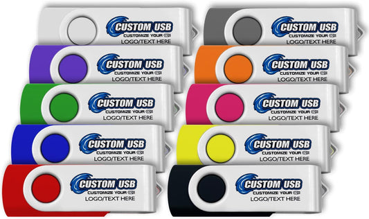 ABLAZE Custom Flash Drive 16GB 100 Pack, Personalized USB Drives Custom USB 2.0 Thumb Drives 100 Pack Memory Stick (Mixcolors)