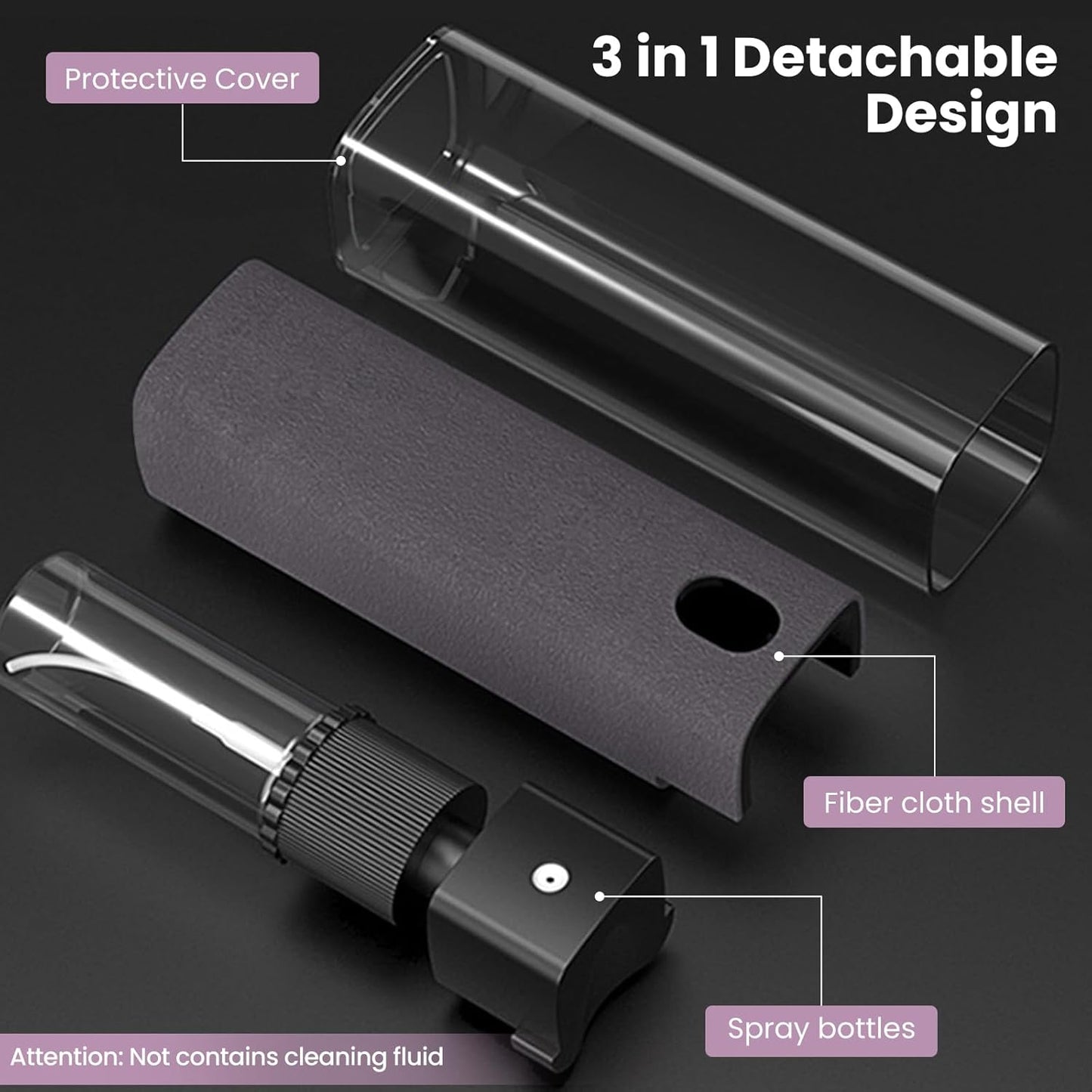 Screen Cleaner Spray and Wipe by ZERNBER- Computer Screen Cleaner, Laptop Screen Cleaner, Phone Cleaner, Car Screen Cleaner, 2in1 Touchscreen Mist Cleaner- (0.3 oz) Purple