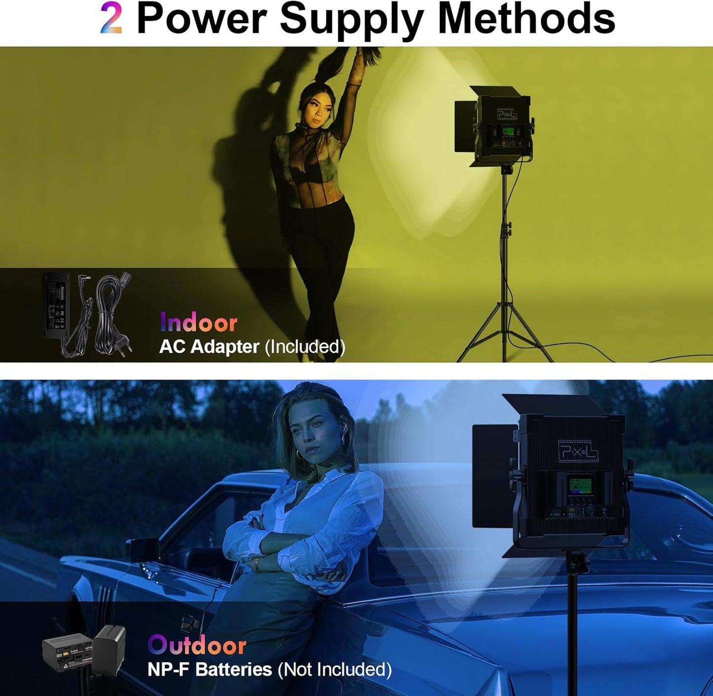 Pixel P45 RGB Photography Lighting Kit, 50W Professional LED Studio Lights, 2600k~10000k Dimmable Photo Lights for Filming Camera Video Recording Stage Shooting Streaming YouTube TikTok