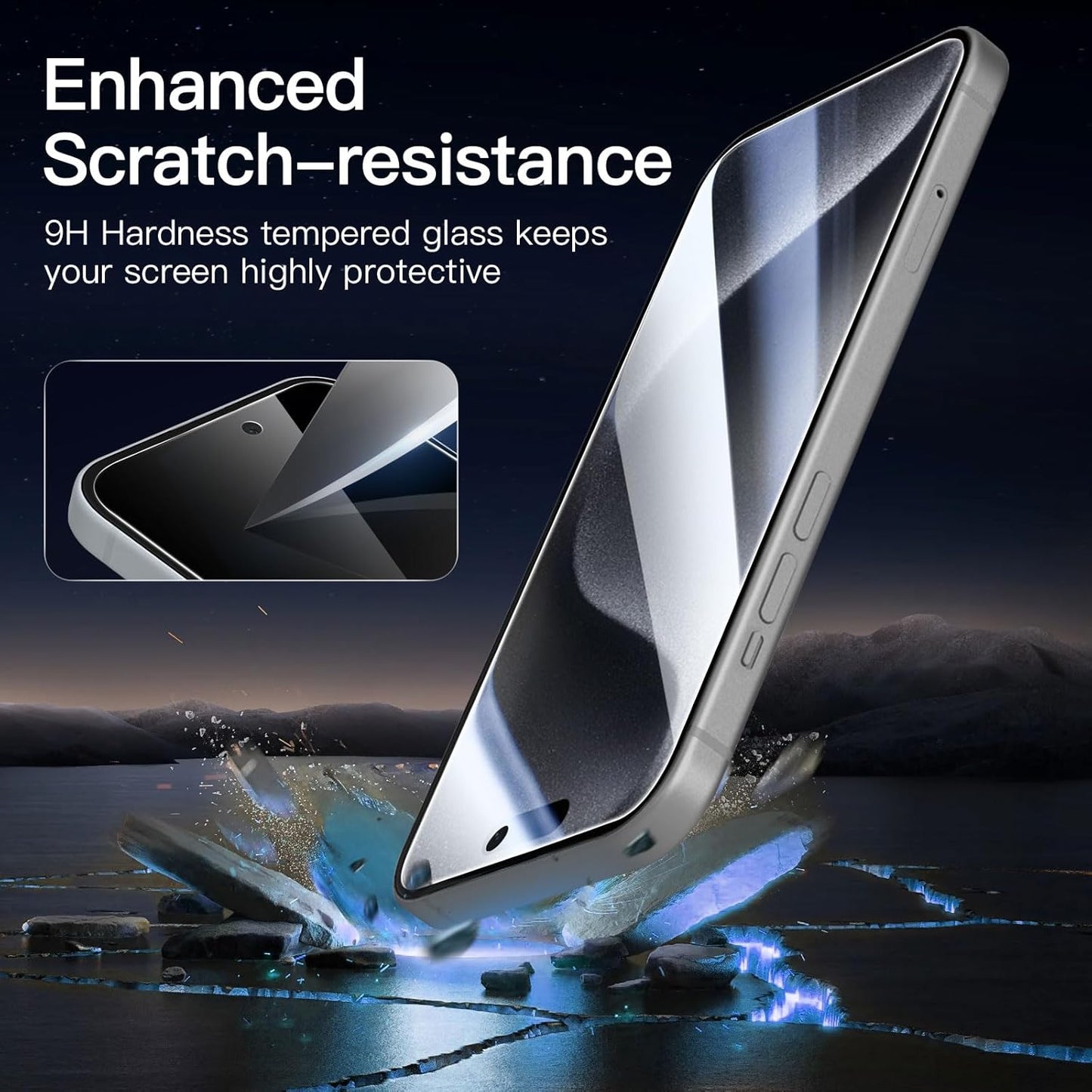 NEW'C 3 Pack Privacy for iPhone 15 Pro Screen Protector (6.1 inches), Anti-Spy Tempered Glass Film,Case Friendly Ultra Resistant,Balanced 28-Degree Privacy Angle - Easy installation tool included