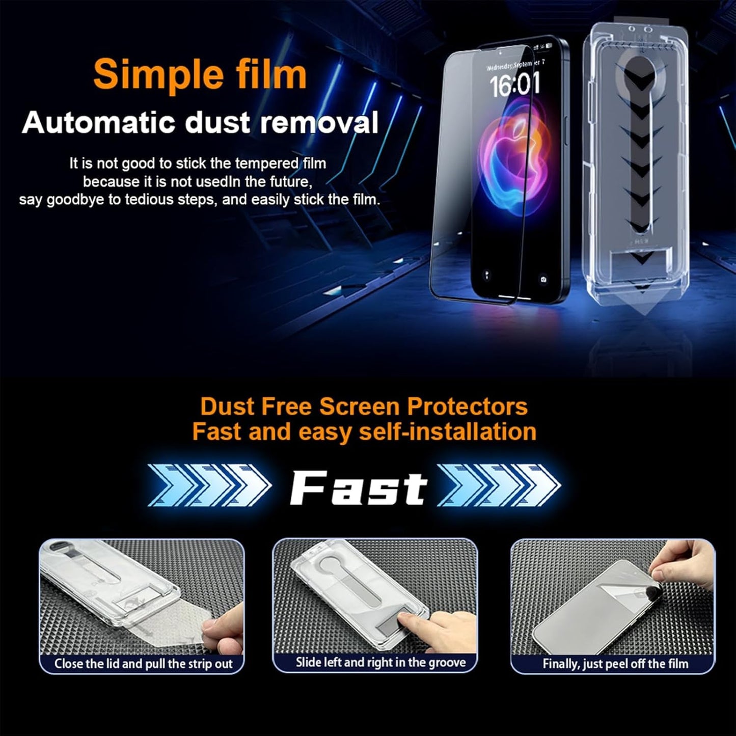 OneFish Privacy Screen Protector for IPhone 16 Anti-Spy Tempered Glass Dust-Free Bubble-Free Anti-Fingerprint 9H Scratch Protection & Hassle-Free Installation Frame [2-Pack]