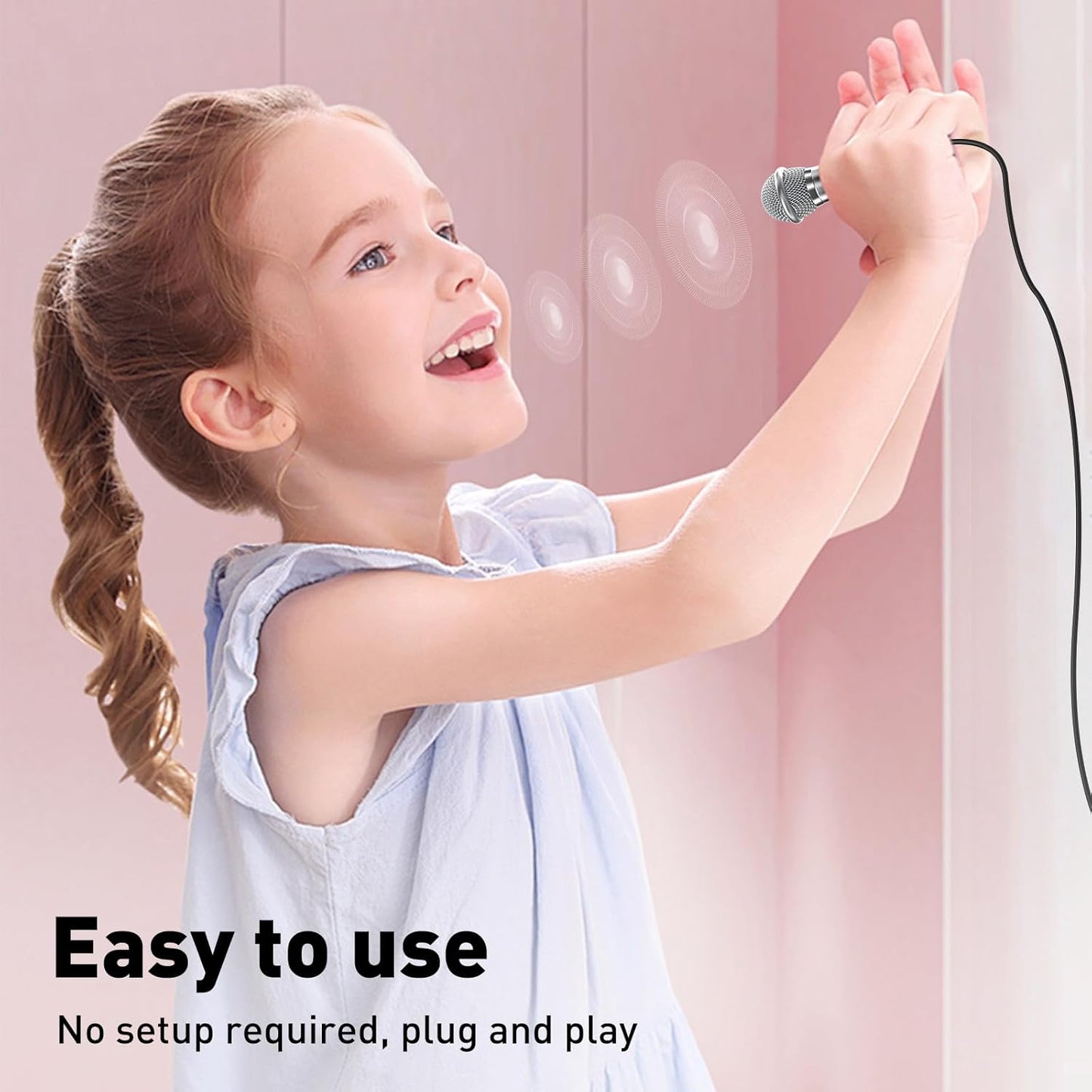 2PCS Mini Microphone for iPhone iPad Small ASMR Tiny Microphone for Voice Video Recording Singing, Vlogging, YouTube Two Mics Rose Golden and Blue