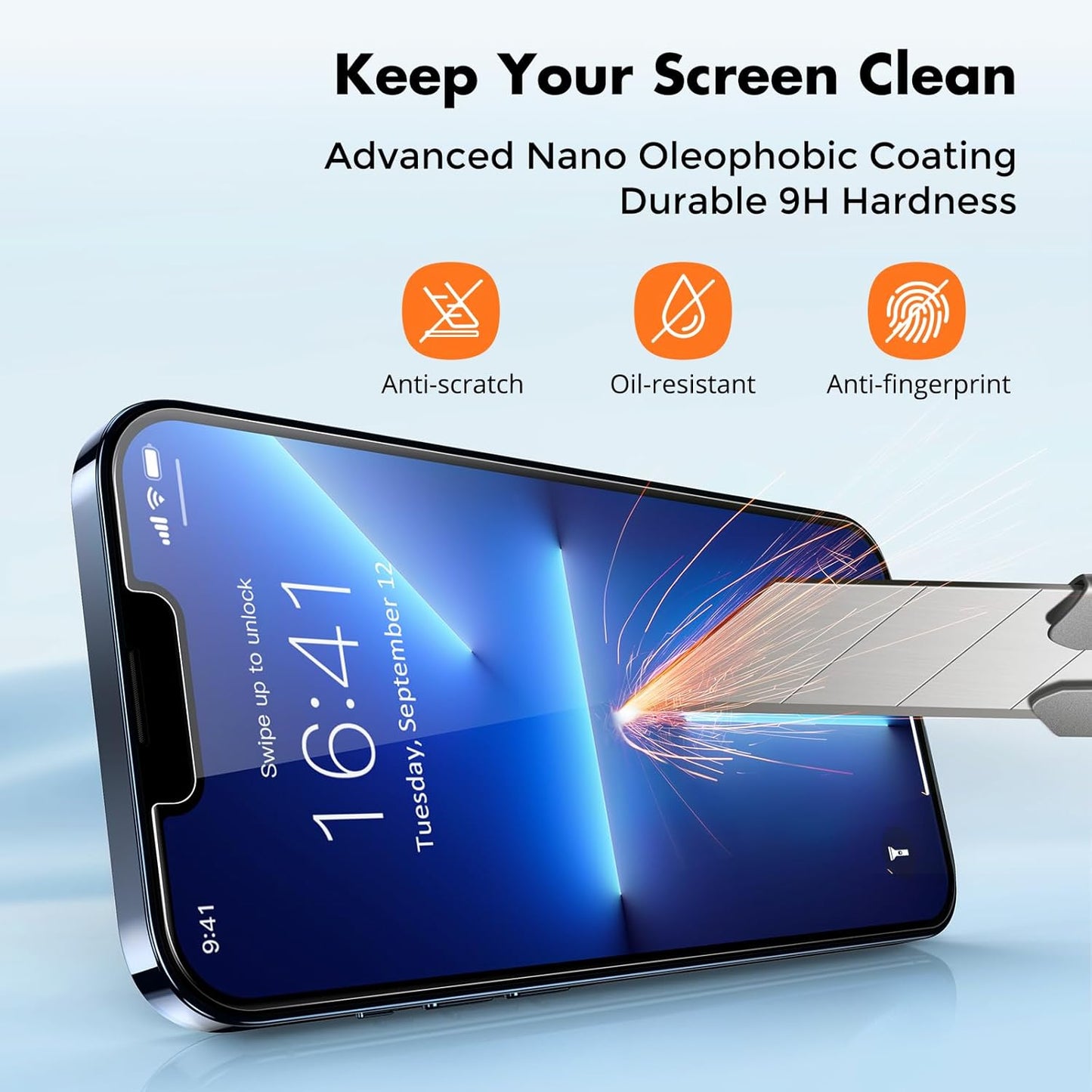UNBREAKcable Screen Protector for iPhone 16e/iPhone 14/ iPhone 13/13 Pro, Shatterproof Tempered Glass [99.99% HD Clear] [9H Hardness] [Easy Installation Frame] for iPhone 6.1" - 2 Pack