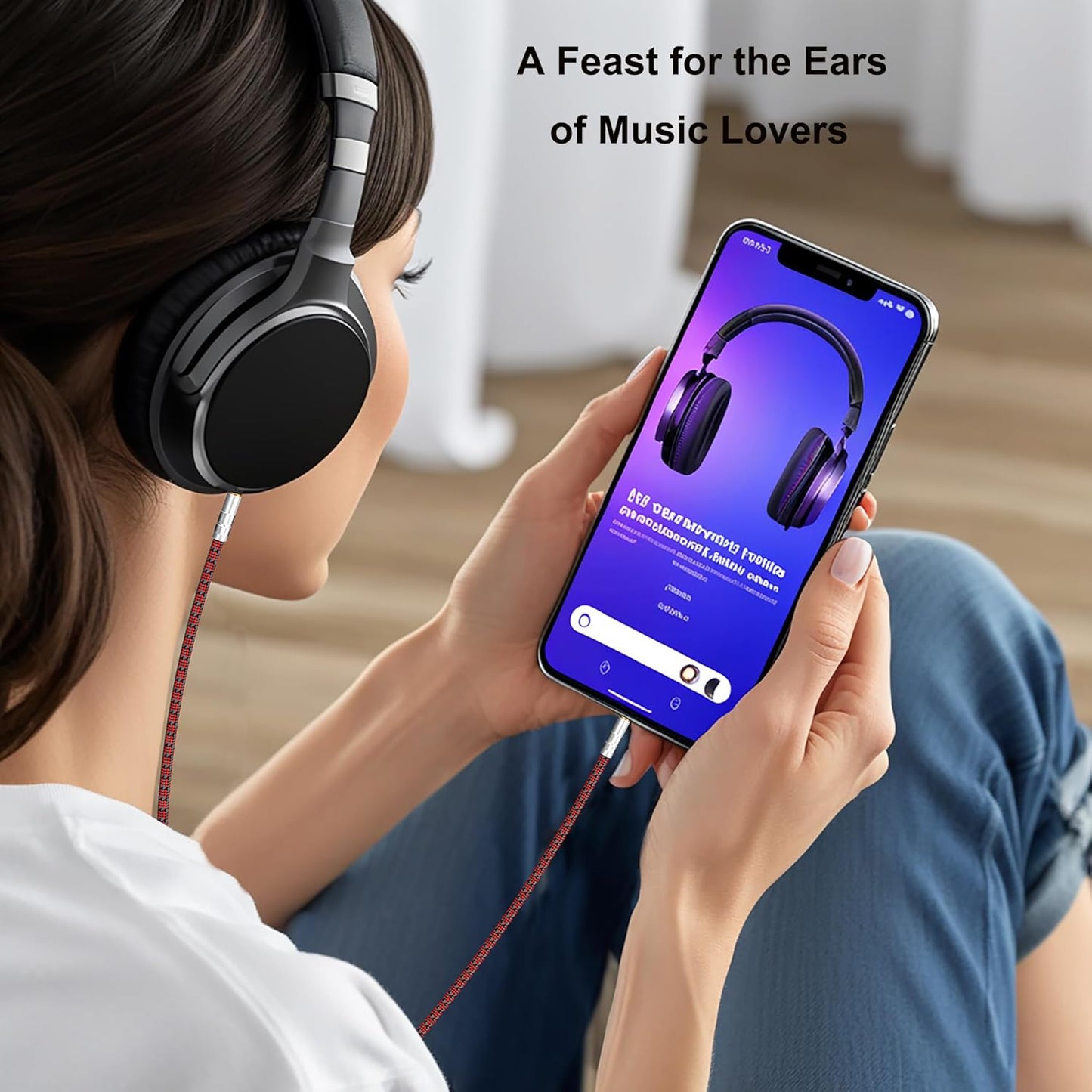 3.5mm Aux Cord, Audiophile Audio Auxiliary Cable 3.5 mm Male to Male Stereo Hi-Fi Sound Braided aux 1/8 Cable for Car Home Stereos Tablets Speakers (Straight 3.5mm, 3.2ft)