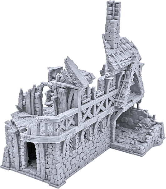 Ruined Port Merchant by Printable Scenery, 3D Printed Tabletop RPG Scenery and Wargame Terrain 28mm Miniatures