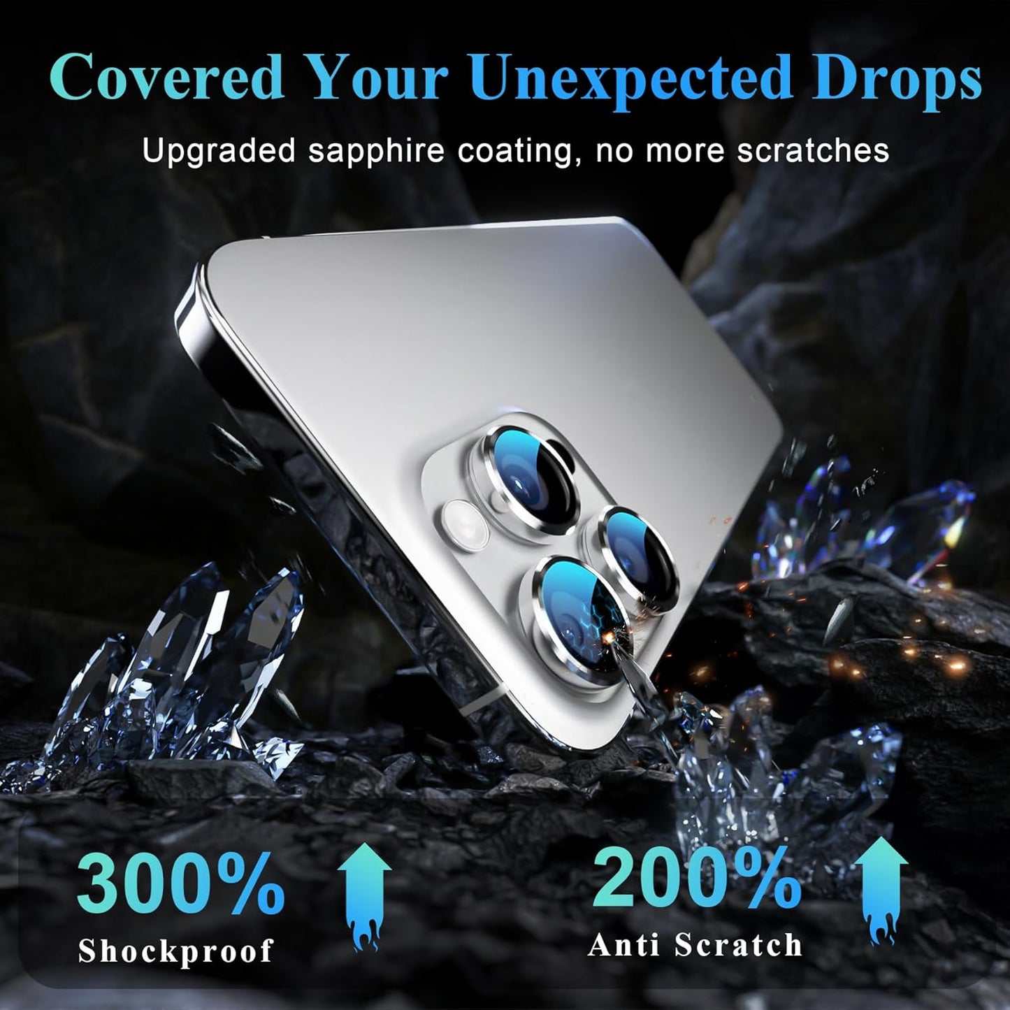 YWXTW Camera Lens Protector for iPhone 16 Pro/iPhone 16 Pro Max, [1 Step Installation Tray] Tempered Glass Screen Protector Metal Individual Camera Cover Accessories Case Friendly (White Titanium)