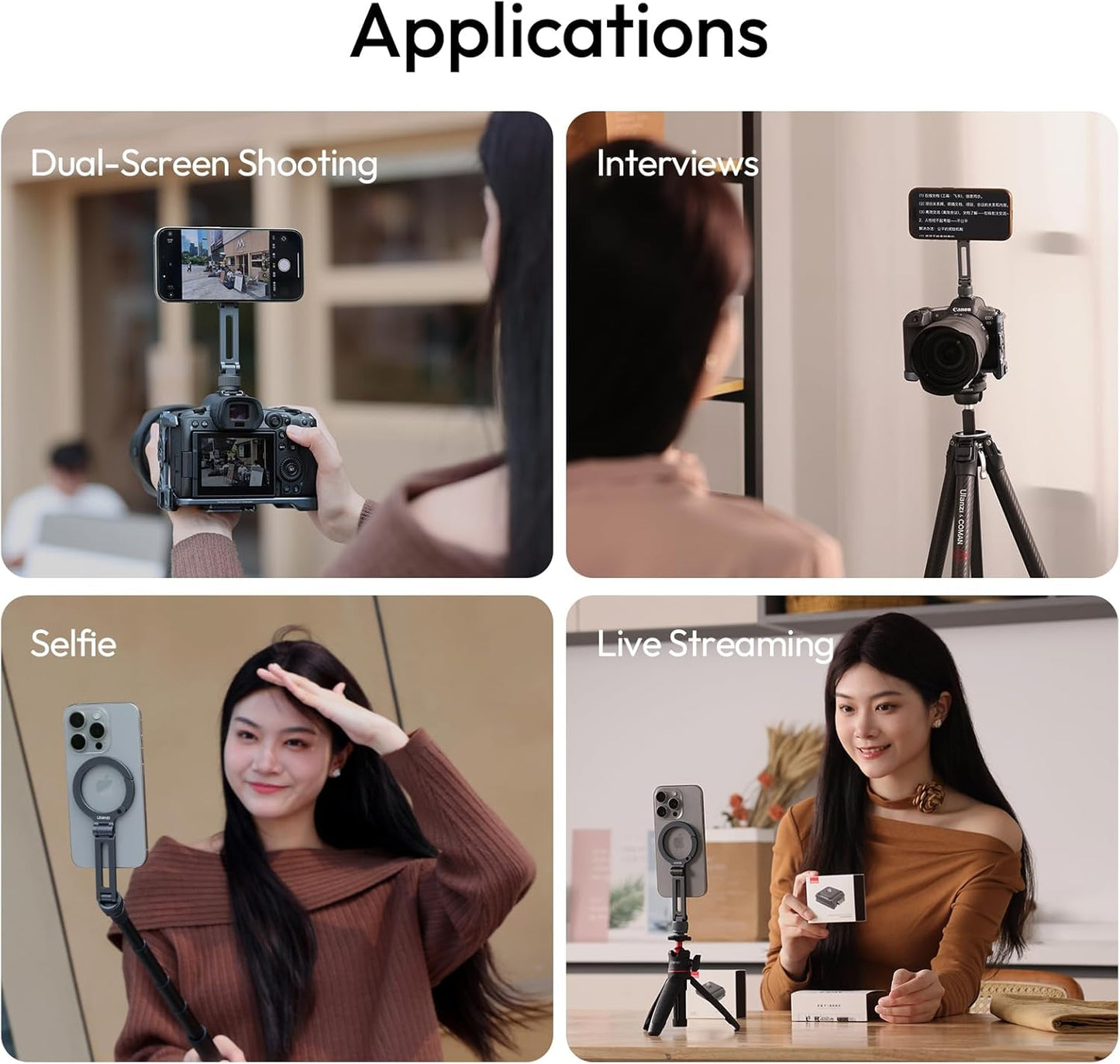 Ulanzi MA07 Magnetic Phone Tripod Mount for Magsafe, Aluminum Camera Phone Mount with 1/4" Screw, Cold Shoe Magnetic Tripod for Camera, Copatibale with iPhone 17/16/15/14/13/12 Series