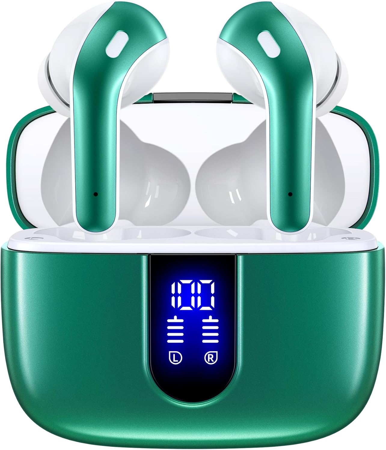 TAGRY Bluetooth Headphones True Wireless Earbuds 60H Playback LED Power Display Earphones with Wireless Charging Case IPX5 Waterproof in-Ear Ear buds with Mic for TV Smart Phone Laptop Computer Sports