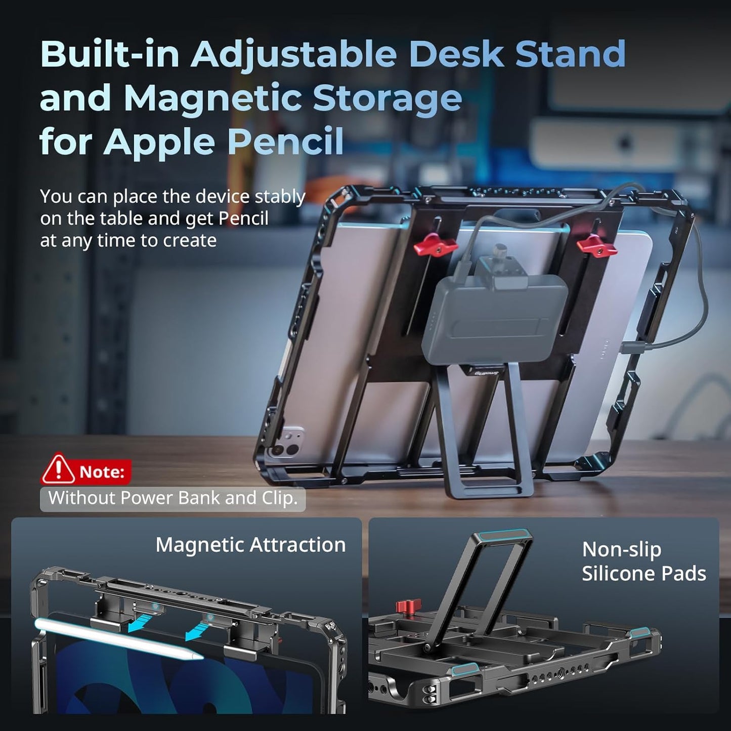 SMALLRIG Universal Metal Cage for iPad, Tripod Mount Adapter Monitor Fits for iPad Pro 12.9, Air, Mini and More, with 1/4"-20, 3/8"-16 Holes, Cold Shoe Mount - MD5059