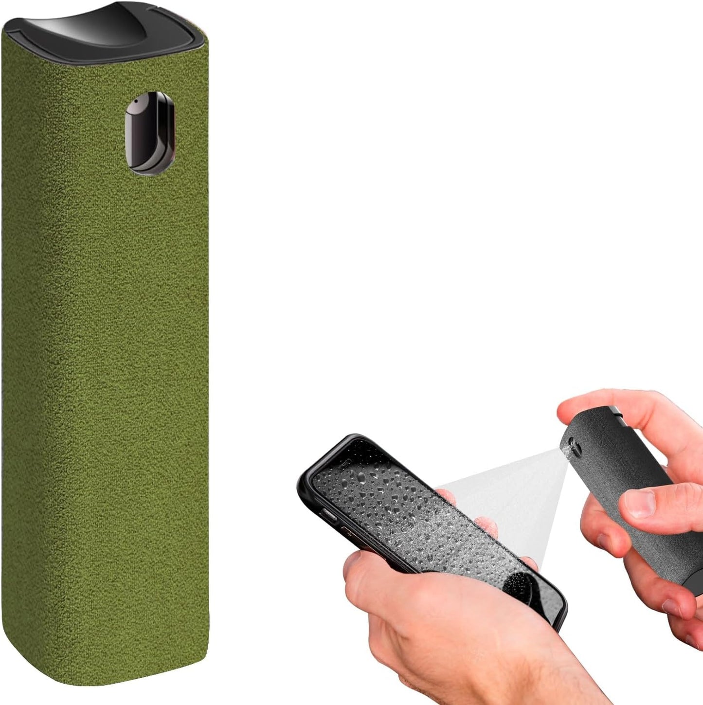 Mini Screen Cleaner Spray – Finger Proof Screen Cleaner for Smartphones, iPads, MacBooks, Laptops, Car Screens, Touchscreens – 3in1 Mist Cleaner, Microfiber Cloth and Protective Cover (Khaki)