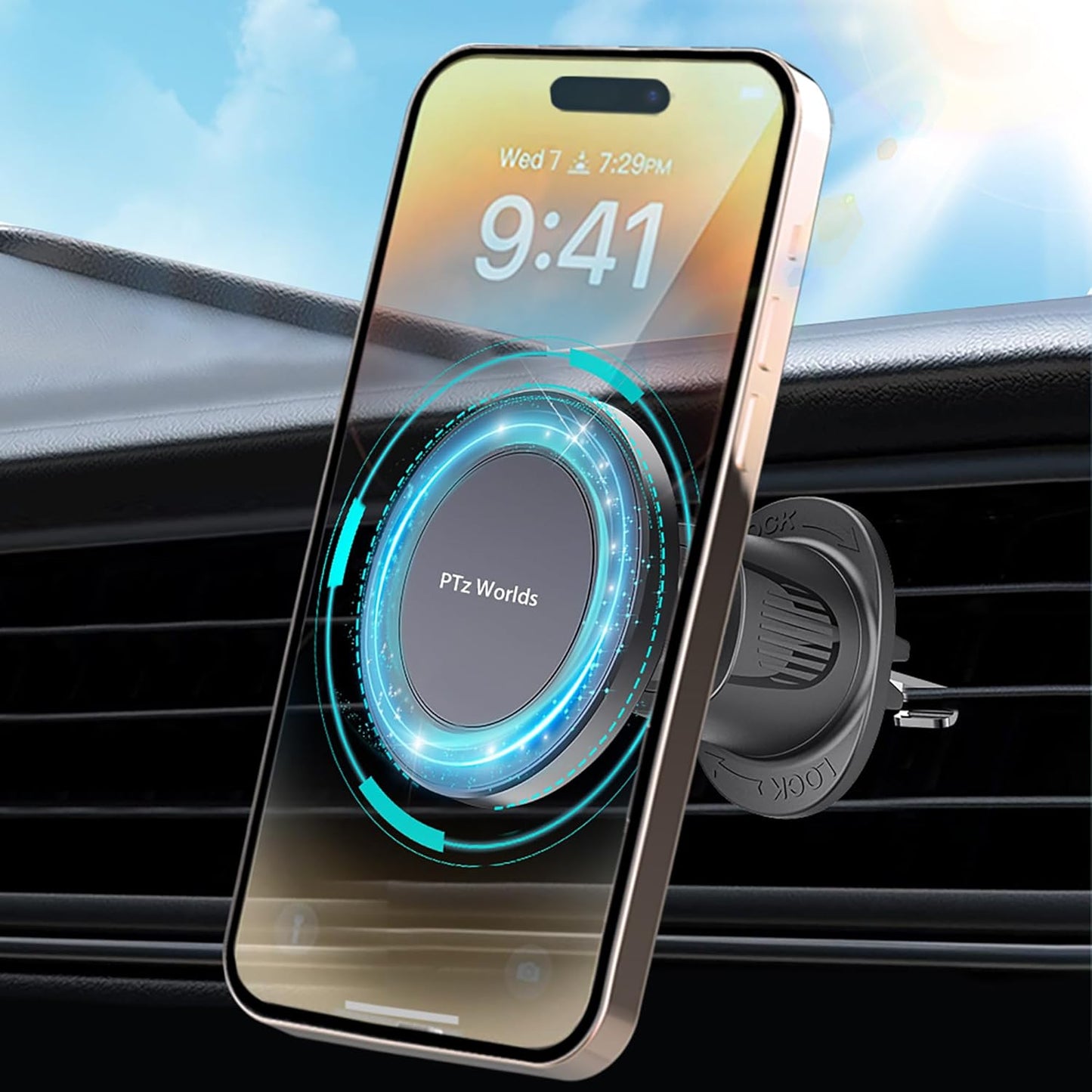 Magnetic Phone Holder for Car - Metal Hook, Compatible with iPhone, Easy Installation, Secure Hold, 360 Rotation, 20-Day Satisfaction Guarantee