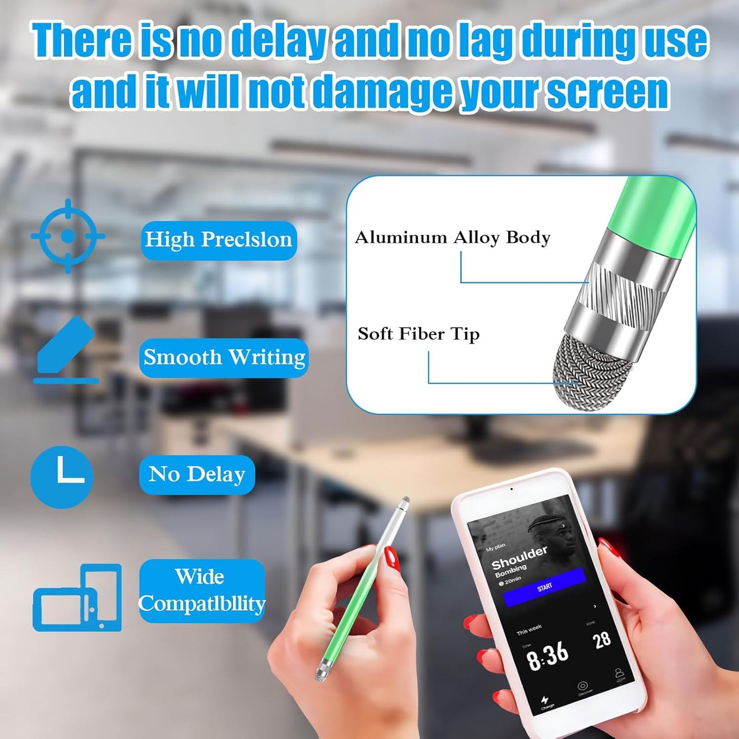 Bopomofo 3PCS Stylus Pen for Touchscreen,Stylus Pen for iPhone/iPad/Tablet Android/Microsoft/Surface, Compatible with All Touch Screens(Blue/Green/Yellow)