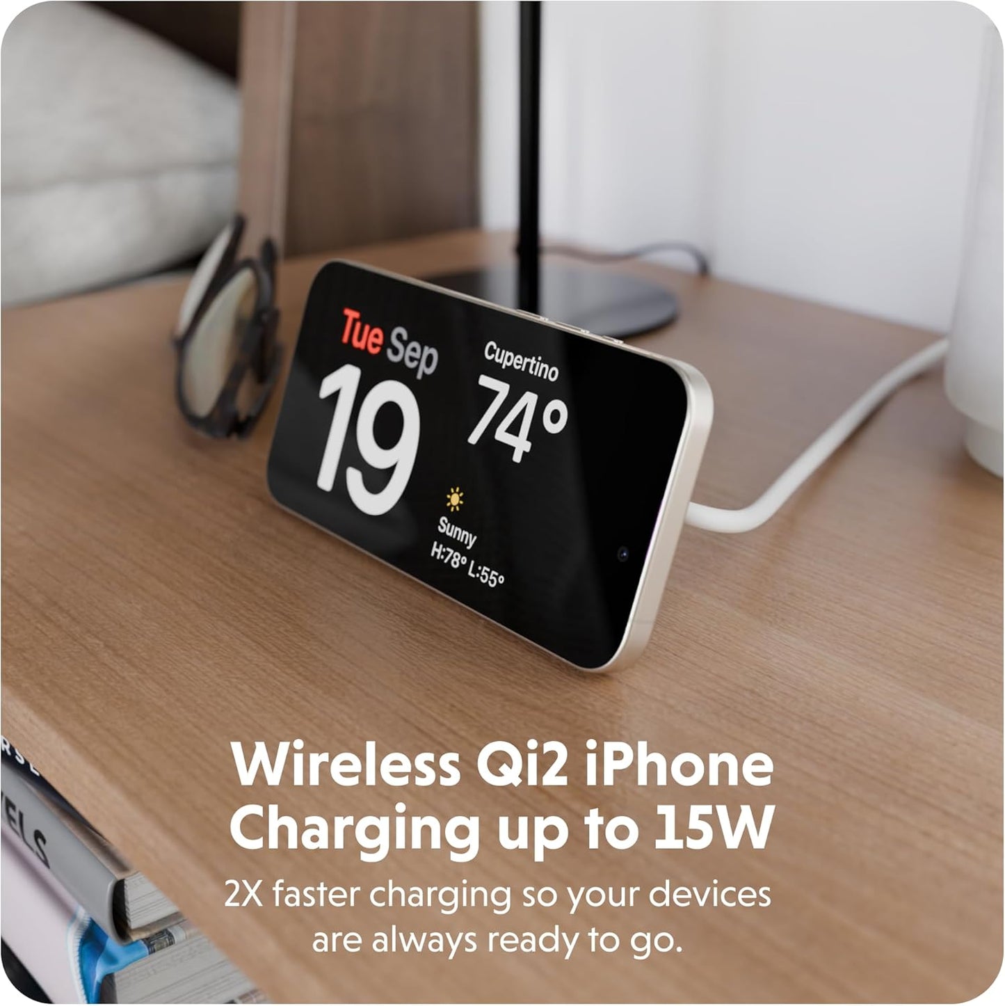 HyperJuice 2-in-1 Wireless Charger Qi2 Magnetic Stand — Fast Wireless Charger for iPhone, Apple Watch, & Qi Compatible Devices — Compact Adjustable 2 in 1 Charging Station Apple w/Built-in Kickstand