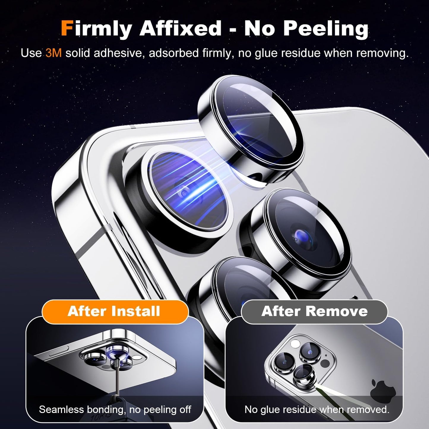 Hoerrye for iPhone 15 Pro Max/iPhone 15 Pro Camera Lens Protector [3+1] [Keep Lens Original Design] 9H Tempered Glass Camera Cover Screen Protector,White Titanium