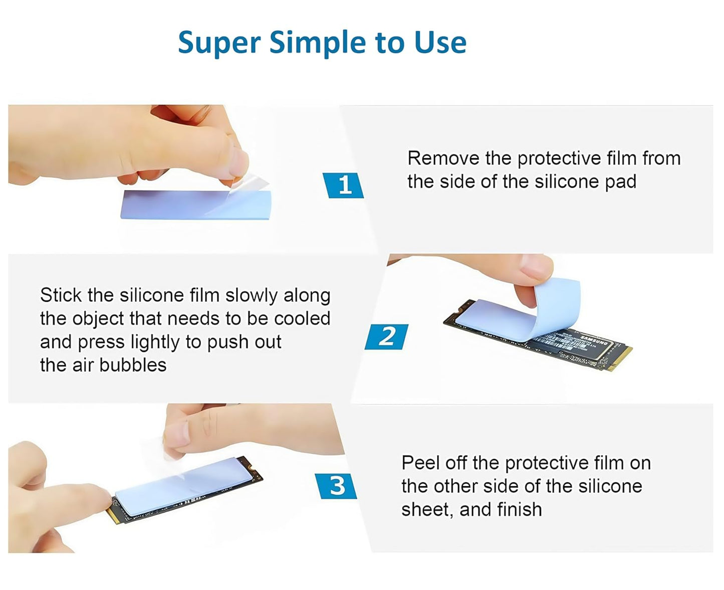 A ADWITS [ 12-Pack ] Thermal Conductive Silicone Pads, Soft Safe Simple to Apply for SSD CPU GPU LED IC Chipset Cooling -Blue