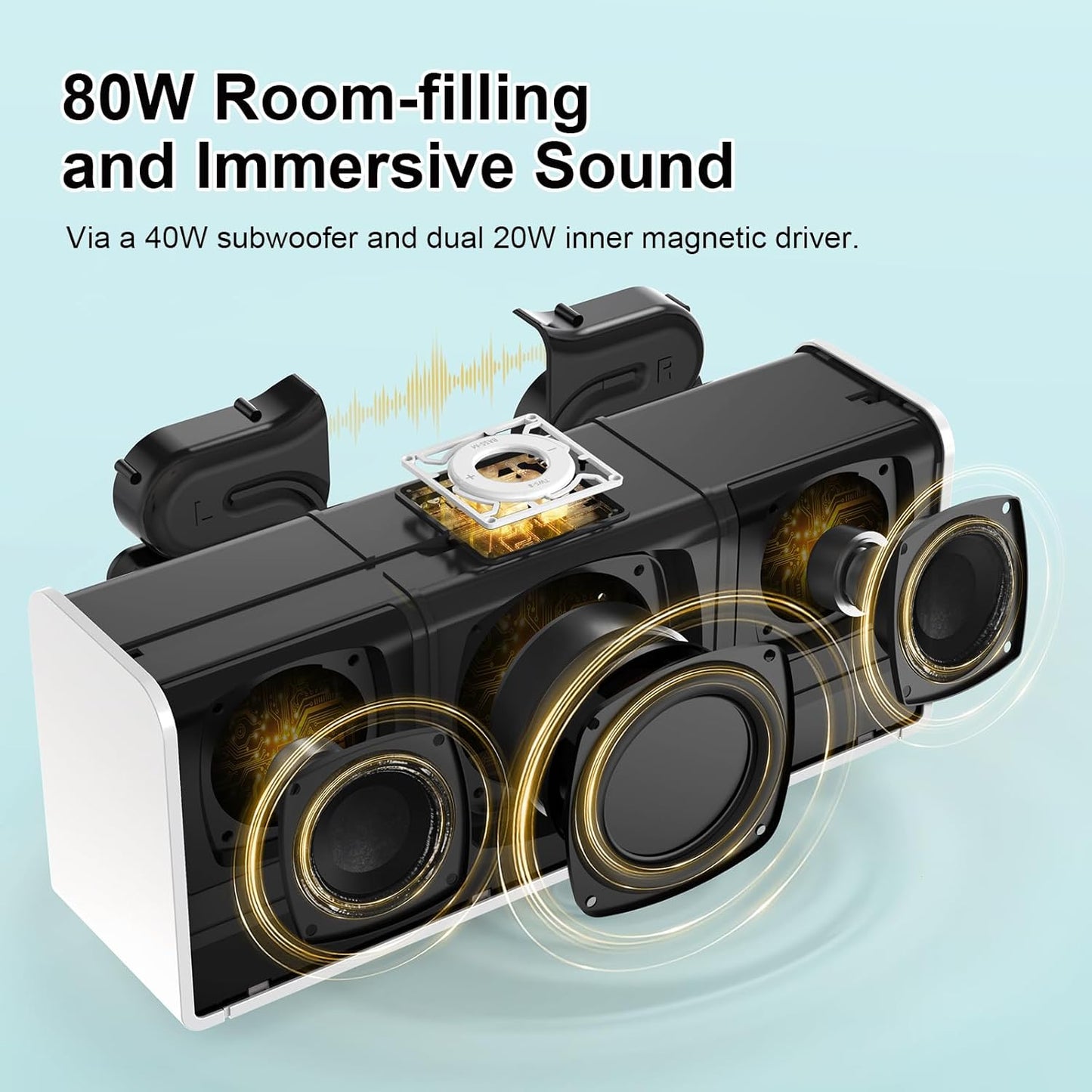 DOSS SoundBox Ultra Bluetooth Speaker with 2.1 Channel Audio, 80W Superior Sound with Deep Bass, Two DSP Technologies, 18H Playtime, BT 5.3, Wireless for Home, Office, Room-White