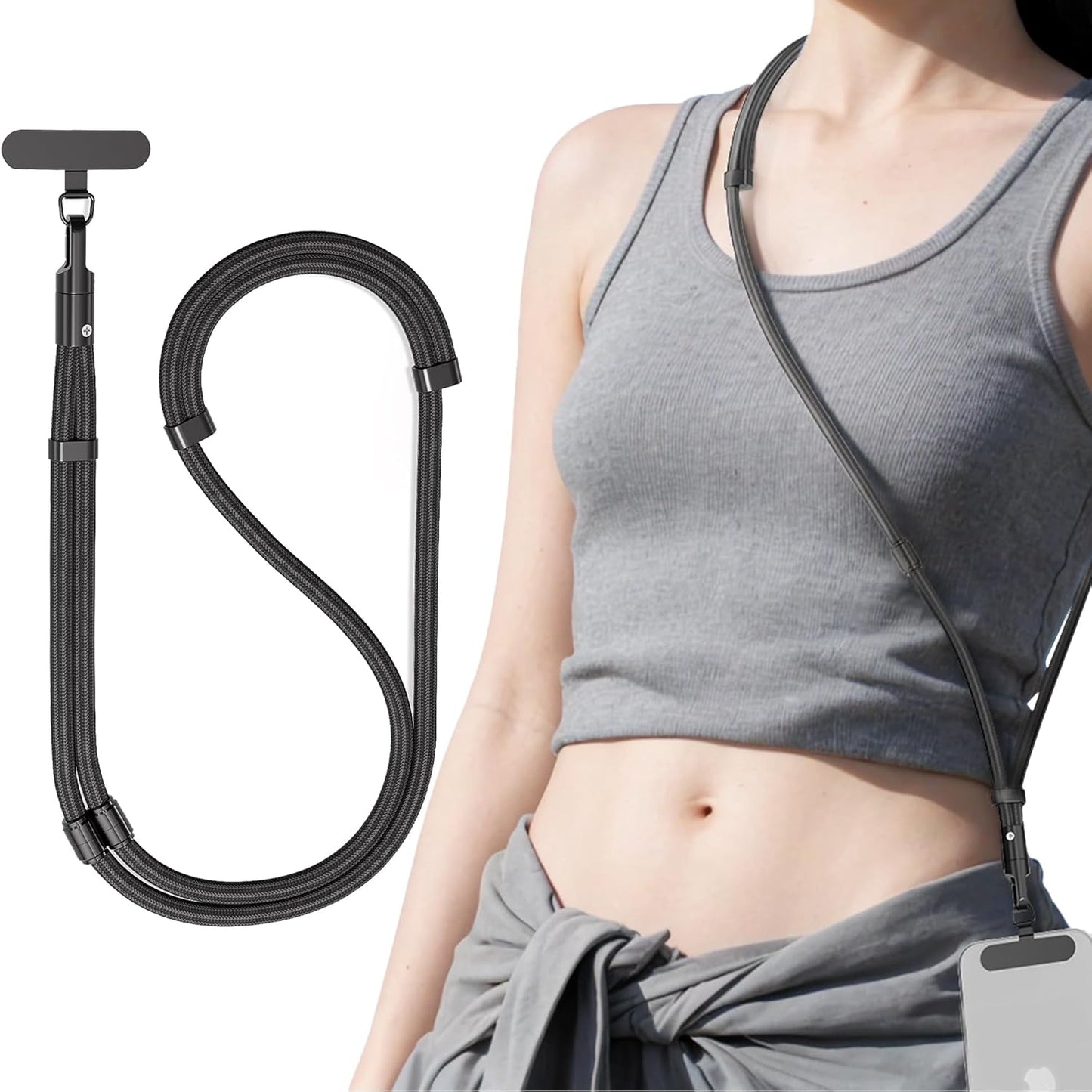 SURDOCA 3-In-1 Phone Lanyard with Tether Tab & Loop Strap, Adjustable Anti Theft Phone Strap for Crossbody, Neck, Wrist - Universal for Camera, Earphone, USB Drives, ID Badges