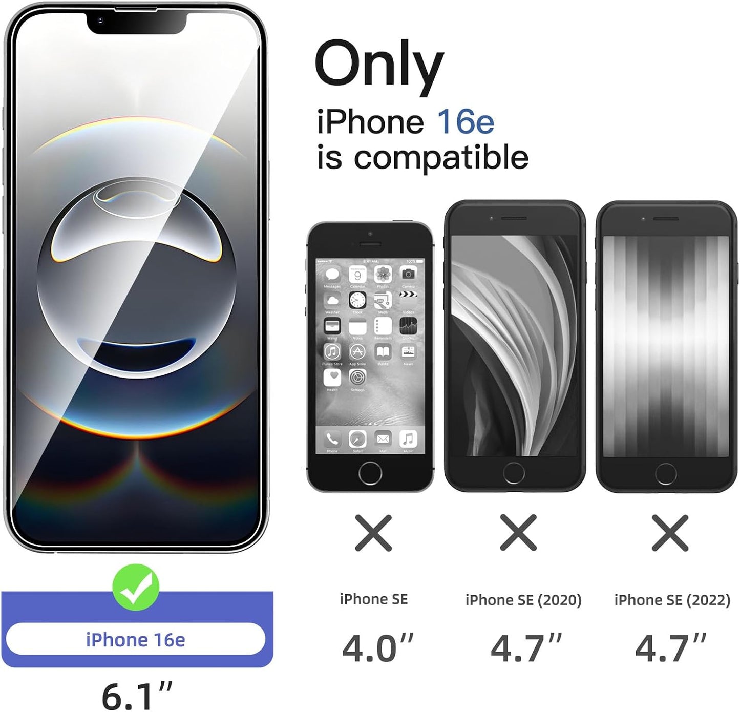 NEW'C 3 Pack Designed for iPhone 16e Screen Protector (6.1 inches),Enhanced Tempered Glass Protection,Case Friendly Scratch-proof, Bubble Free, Ultra Resistant