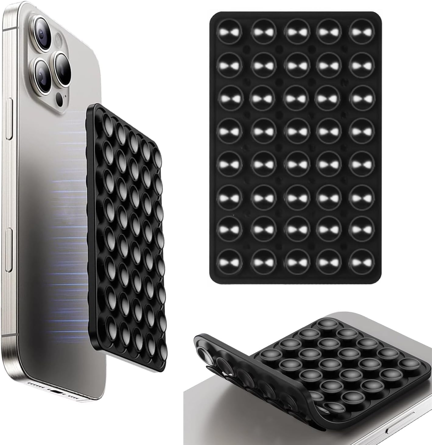 Silicone Suction Cup Phone Mount by Octo Buddy - Double Sided Phone Sticky Grip with Enhanced Suction Power for Hands-Free Selfies & Videos，Phone Accessories Hands-Free Strong Grip（Black）