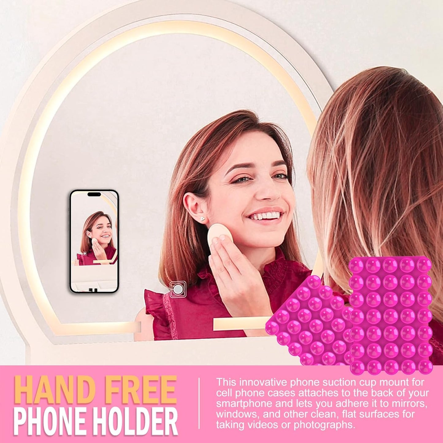 2024 Upgrade 2PCS Silicone Suction Cup Phone Case Adhesive Mount,Adhesive Grip, Sticky Suction Cup Phone Holder & Suction Phone case Holder TikTok & Selfies (Hot Pink, 5x7 Single Sided)