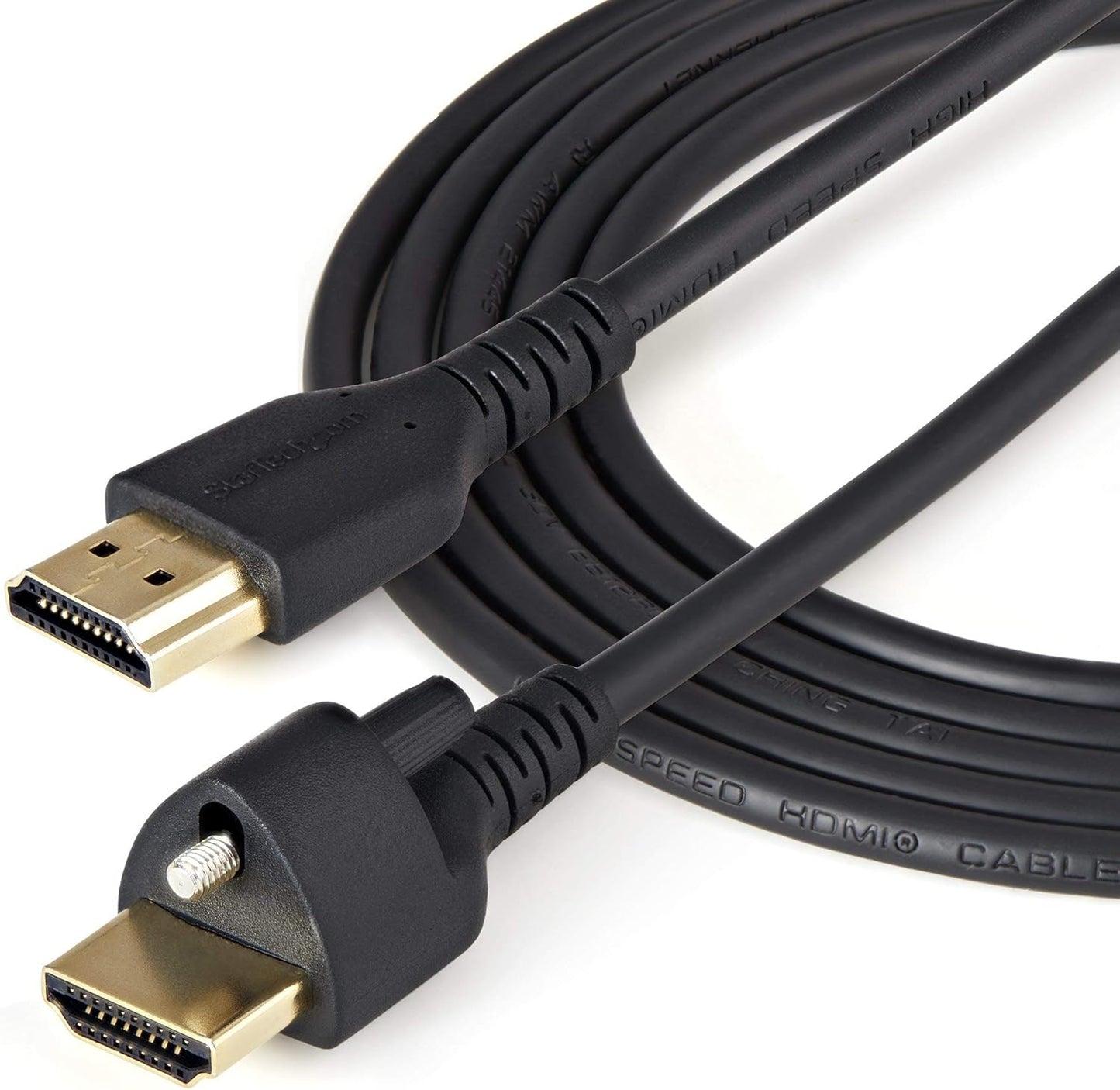 StarTech.com 2m(6ft) HDMI Cable with Locking Screw - 4K 60Hz HDR - High Speed HDMI 2.0 Monitor Cable with Locking Screw Connector for Secure Connection - HDMI Cable with Ethernet - M/M (HDMM2MLS)