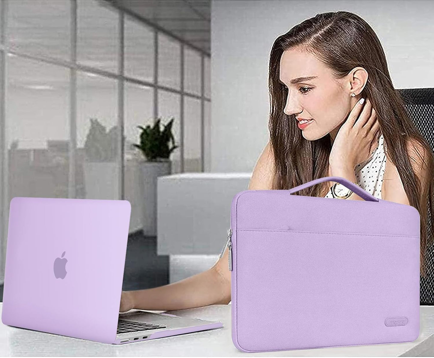 MOSISO Compatible with MacBook Air 13 inch Case 2025 2024 2023 2022 M4 A3240 M3 A3113 M2 A2681, Hard Shell&Sleeve Bag&Keyboard Skin&Webcam Cover&Screen Film for MacBook Air 13.6 inch, Purple