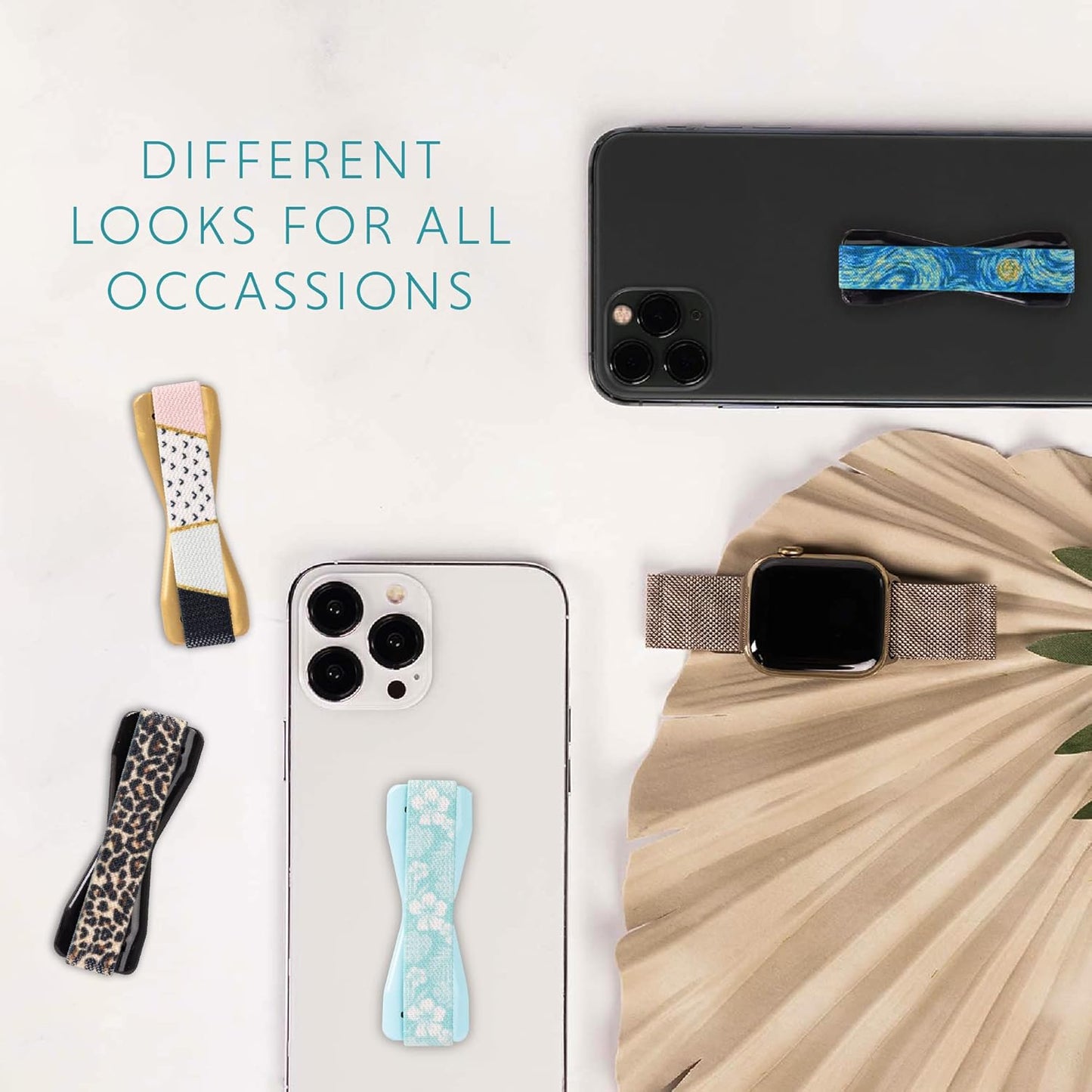 LOVEHANDLE Universal Phone Grip for Smartphones & Mini Tablets - Phone Holder for Hand - Wireless Charging Compatible - Made in The USA - Blue Hawaii