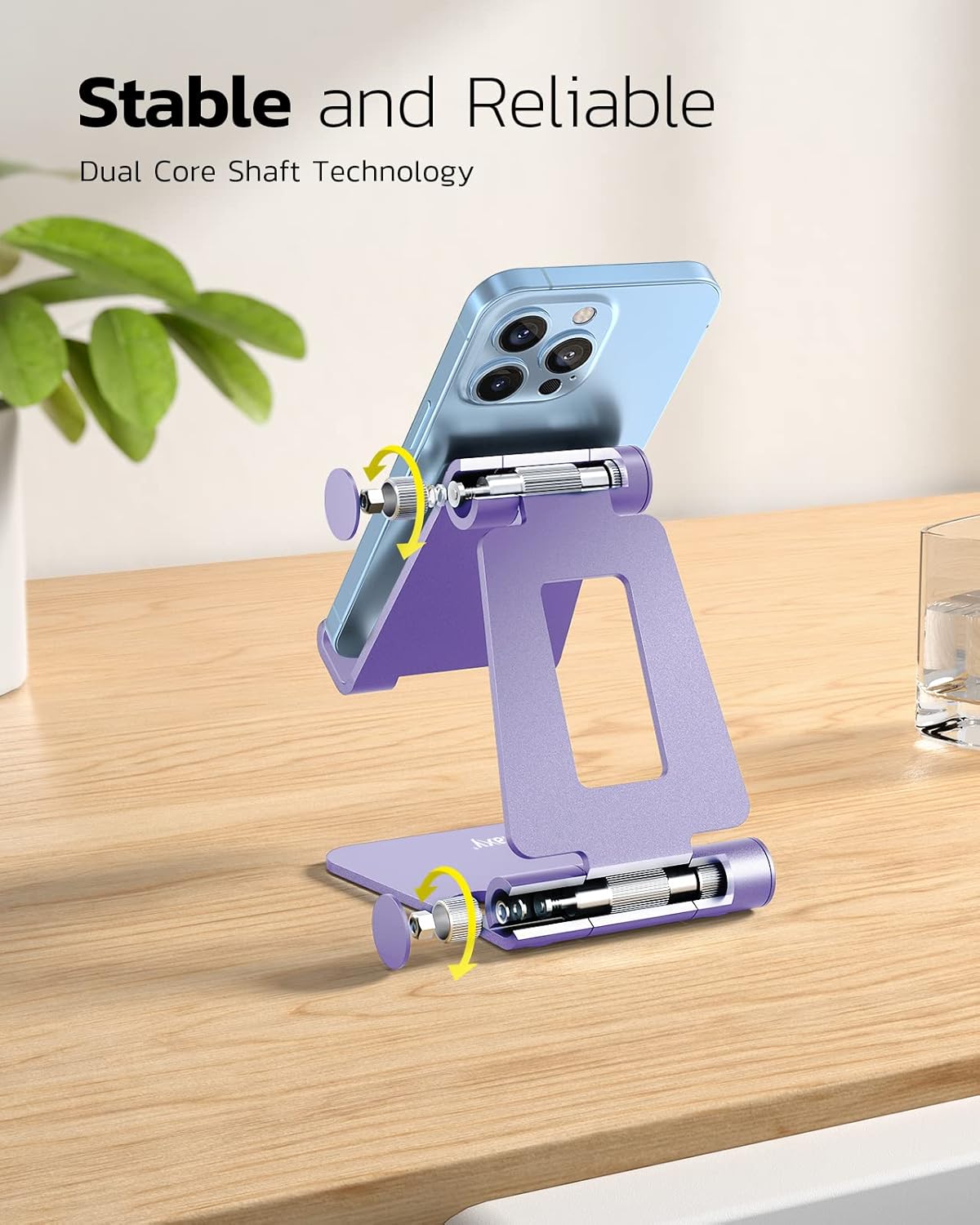 Nulaxy Dual Folding Cell Phone Stand, Fully Adjustable Foldable Desktop Phone Holder Cradle Dock Compatible with Phone 16 15 14 13 12 11 Pro Xs Xs Max Xr X 8, Nintendo Switch, All Phones - Purple