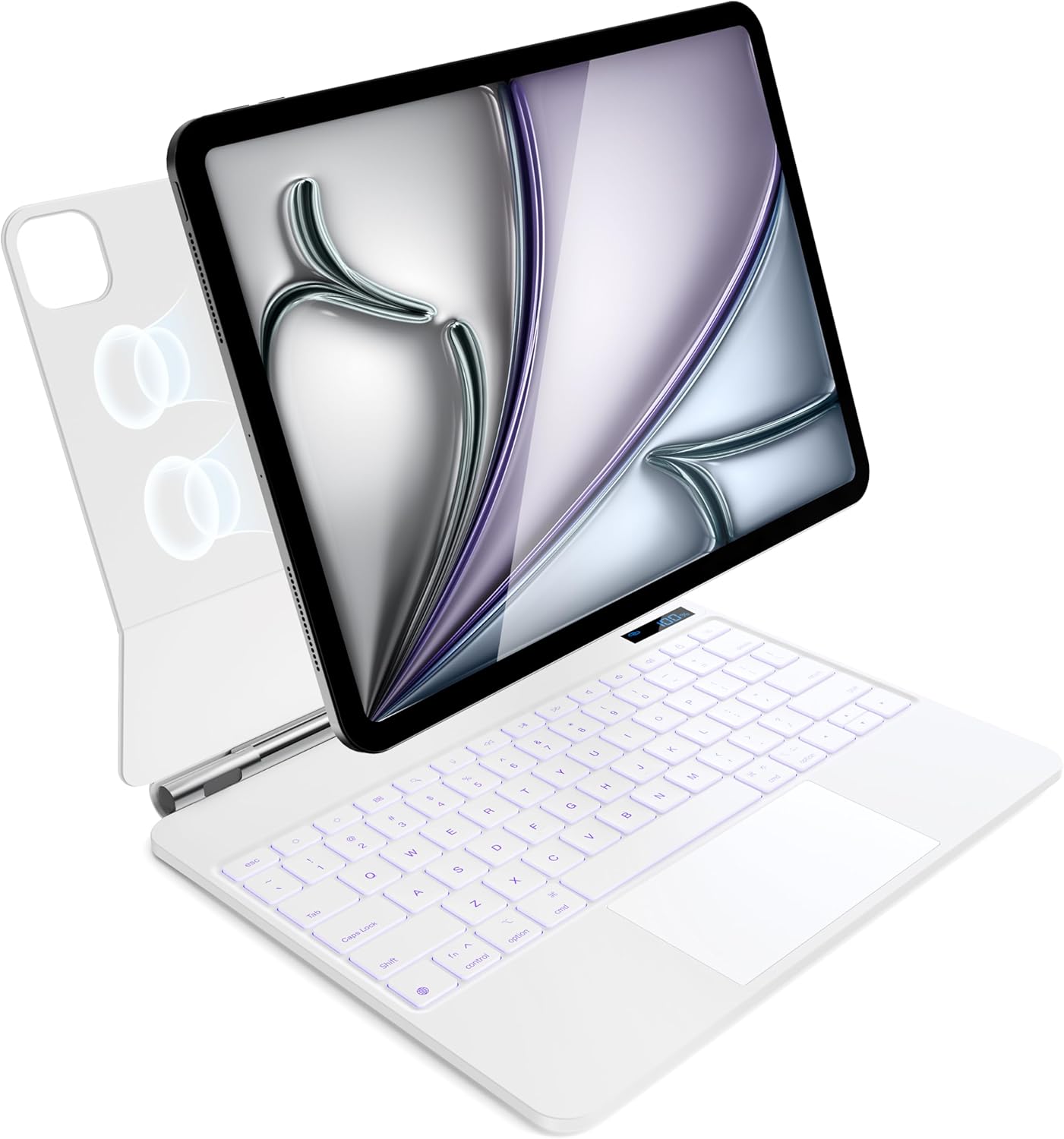 for iPad Air 13 inch case Keyboard M3 2025 & M2 2024,Magic Keyboard for iPad Pro 12.9 (6th,5th,4th,3rd Gen),Magnetic Attach,Multi-Gesture Trackpad,7-Color Backlit,Shortcut Keys,White