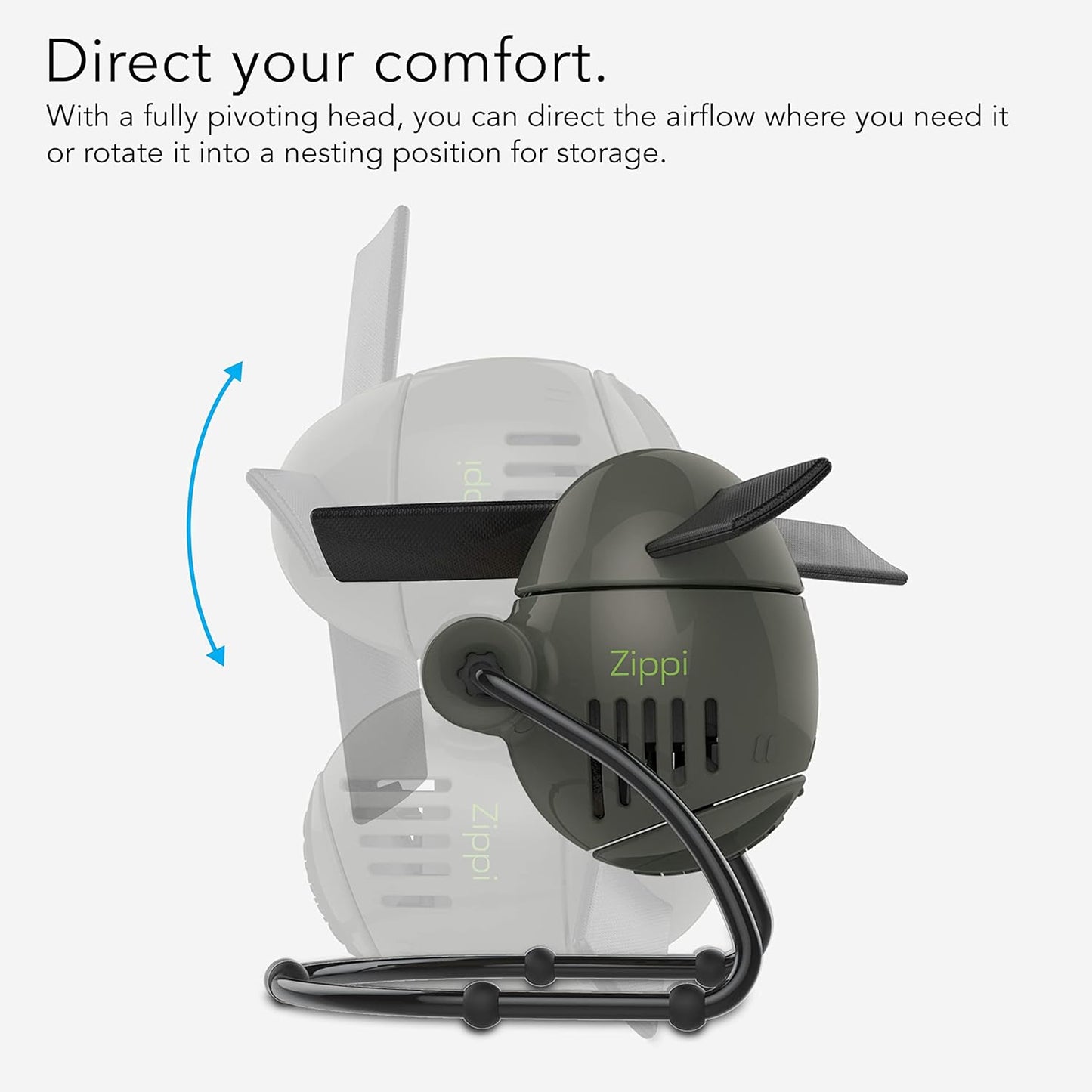 Vornado Zippi Small Personal Fan, Foldable Cooling for Desk, 2 Speed Settings, Soft Nylon Blades, Directable Airflow, Perfect Fan for Office and Bedroom, Multiple Color Options, Graphite Gray