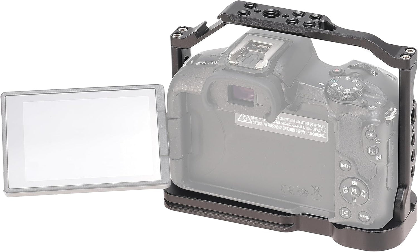 Hersmay R50 Cage with Top Handle,Aluminium Alloy Camera Cage for Canon EOS R50 Mirrorless Cameras, Vlogging Video Shooting Filmmaking Rig Stabilizer with 1/4" Mounting and 3/8" Arri Locating Hole