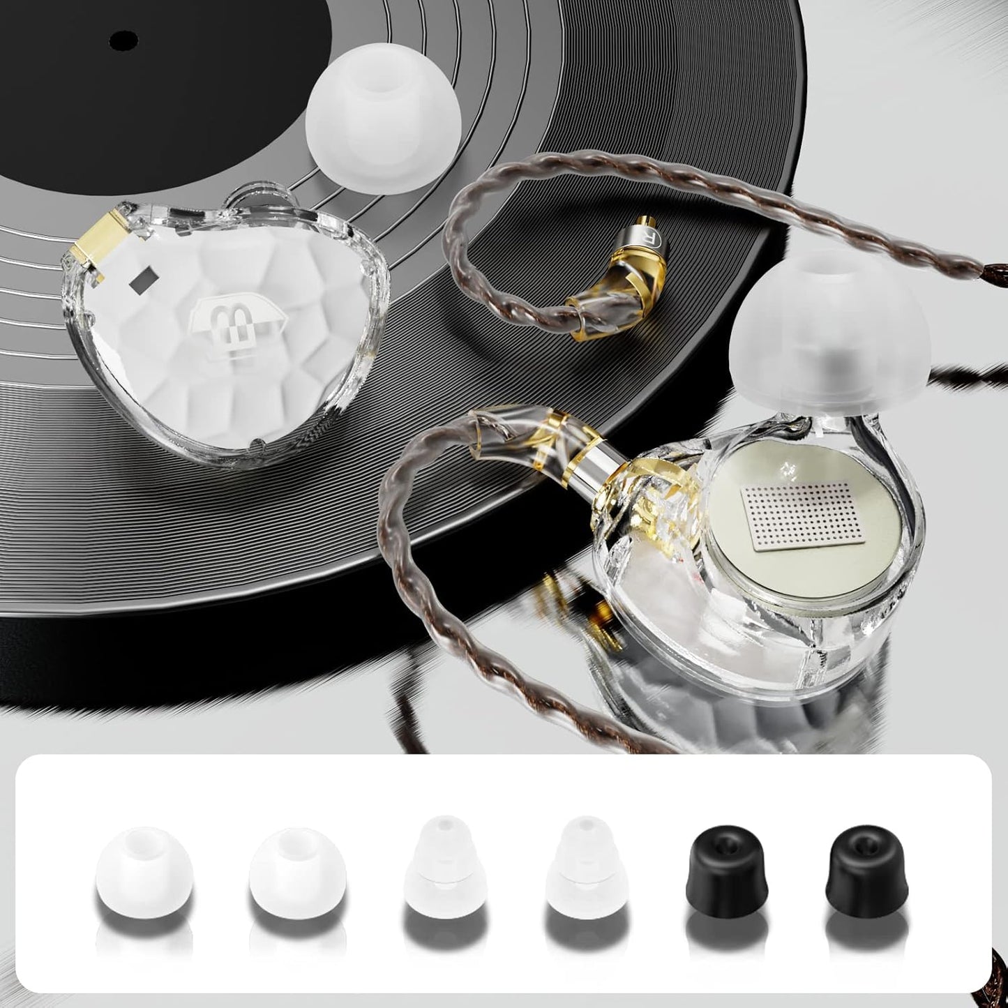 BASN ASONE 14.2mm Planar Diaphragm Driver in-Ear Monitors Earphone with Two Detachable MMCX Cables for Musicians Drummers Bass Players Singers (White)